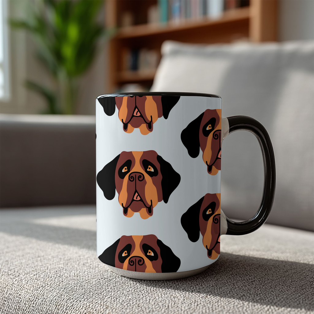 St Bernard Dog Doodle Design 15oz Mug