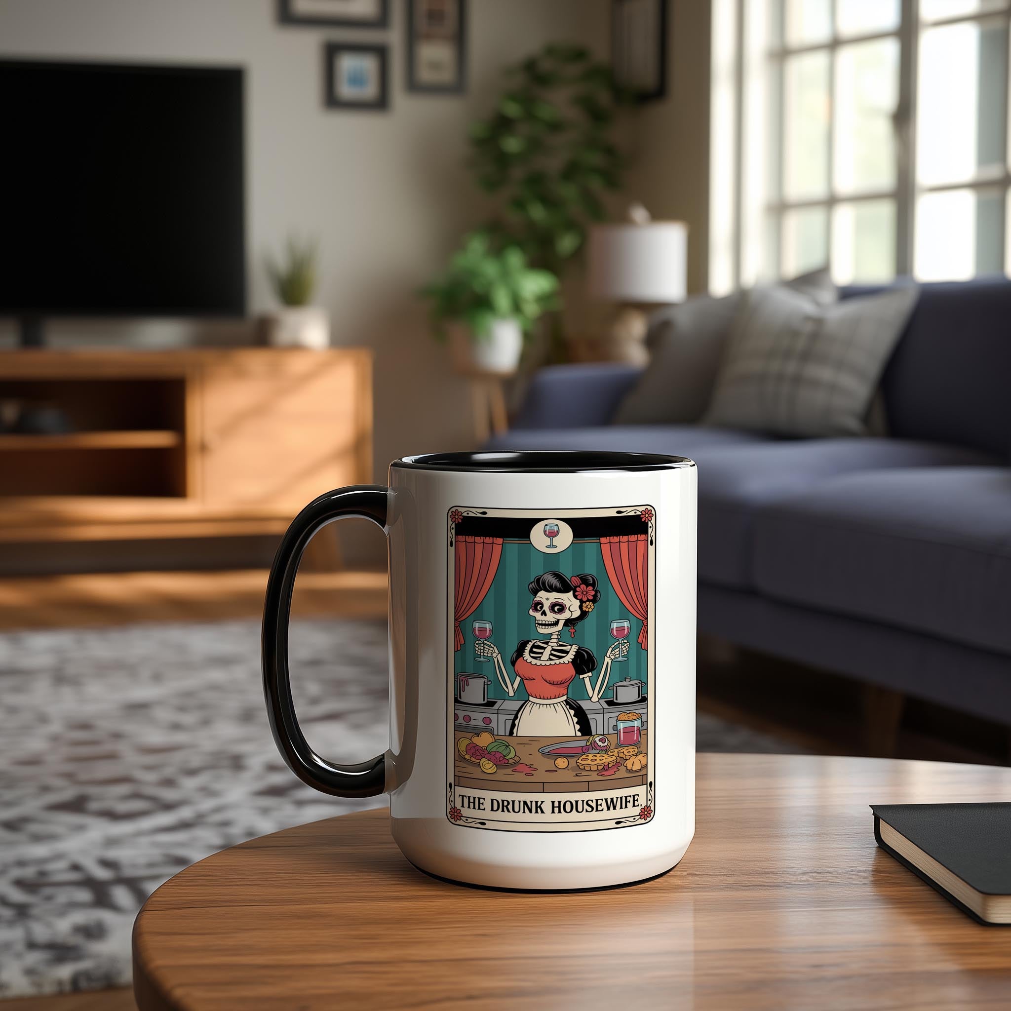 The Drunk Hosuewife - Skeleton Tarot Card - Adult Humor Mug