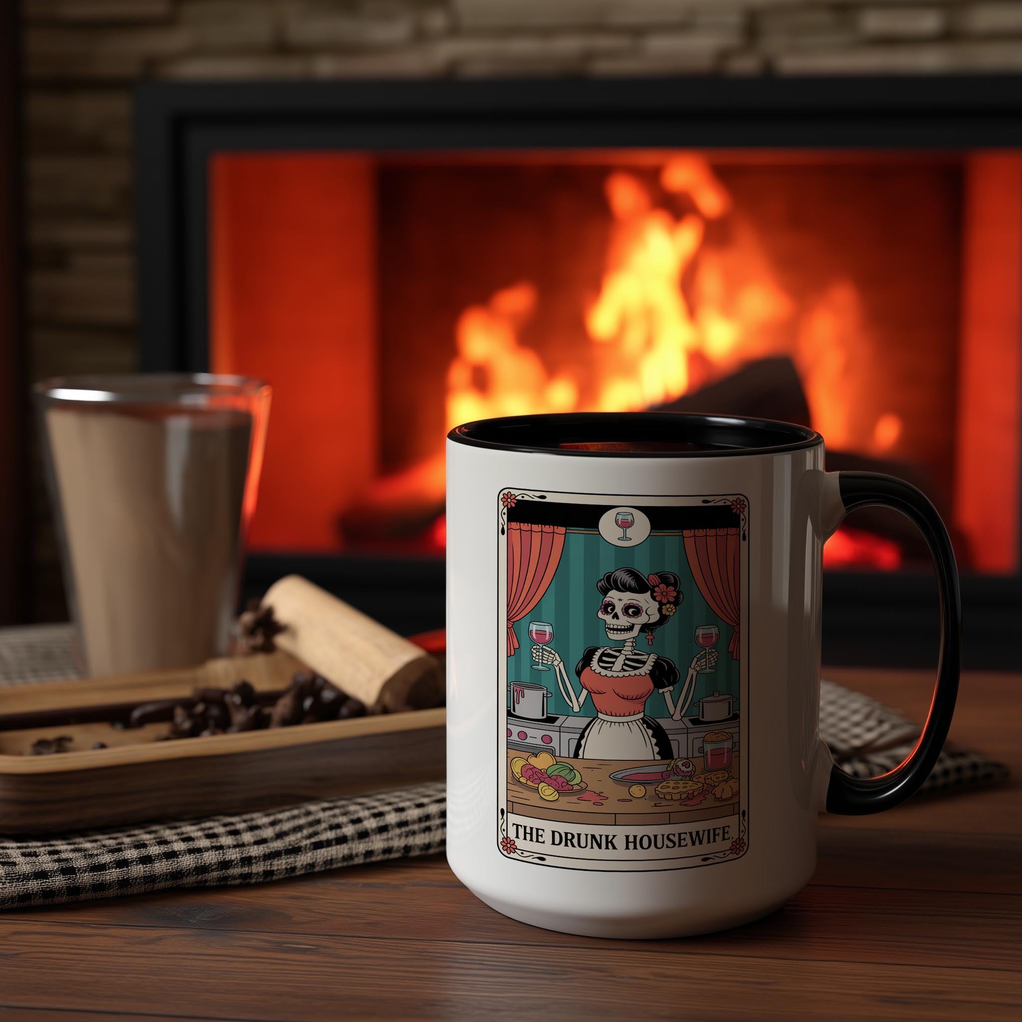 The Drunk Hosuewife - Skeleton Tarot Card - Adult Humor Mug