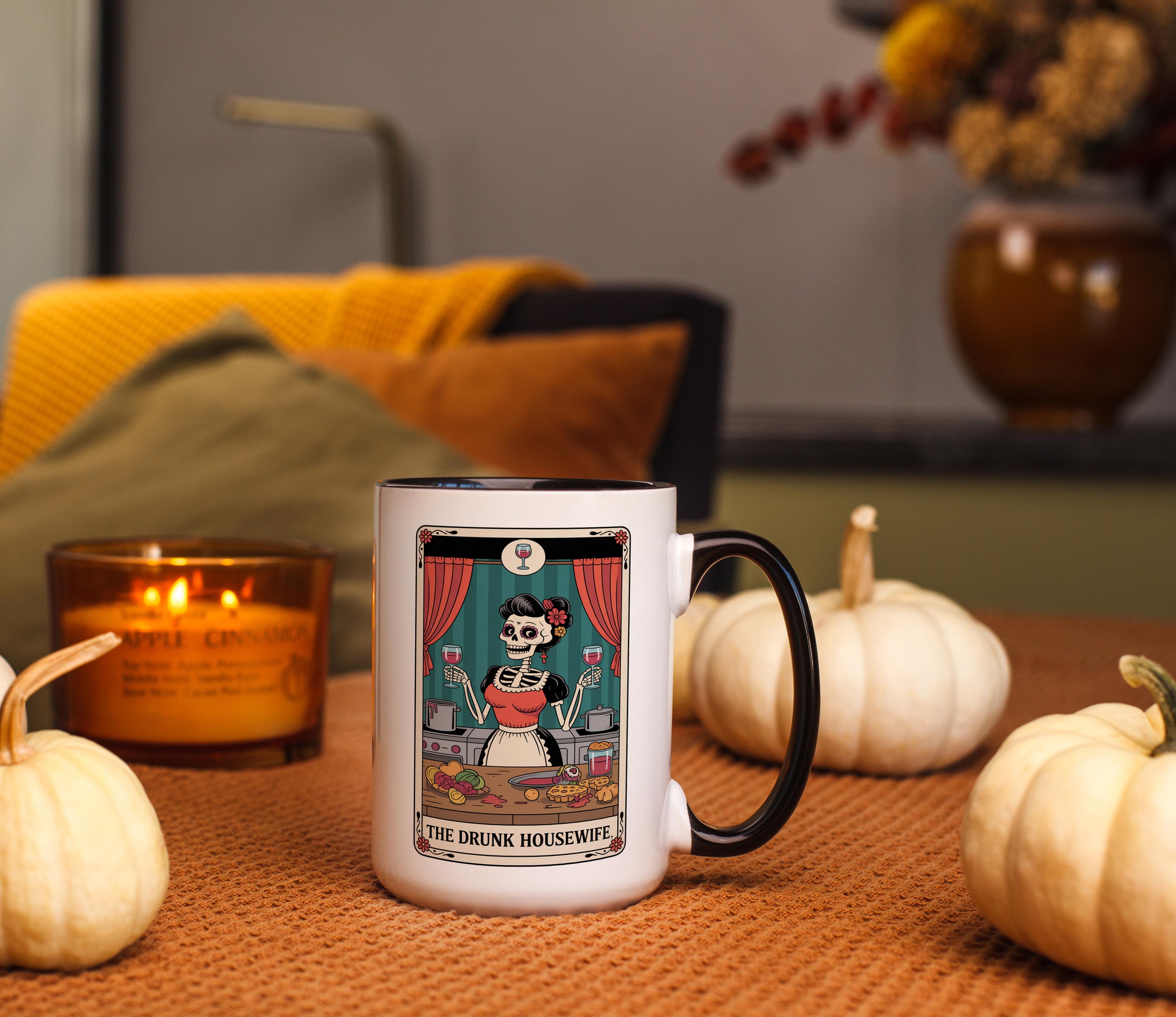 The Drunk Hosuewife - Skeleton Tarot Card - Adult Humor Mug