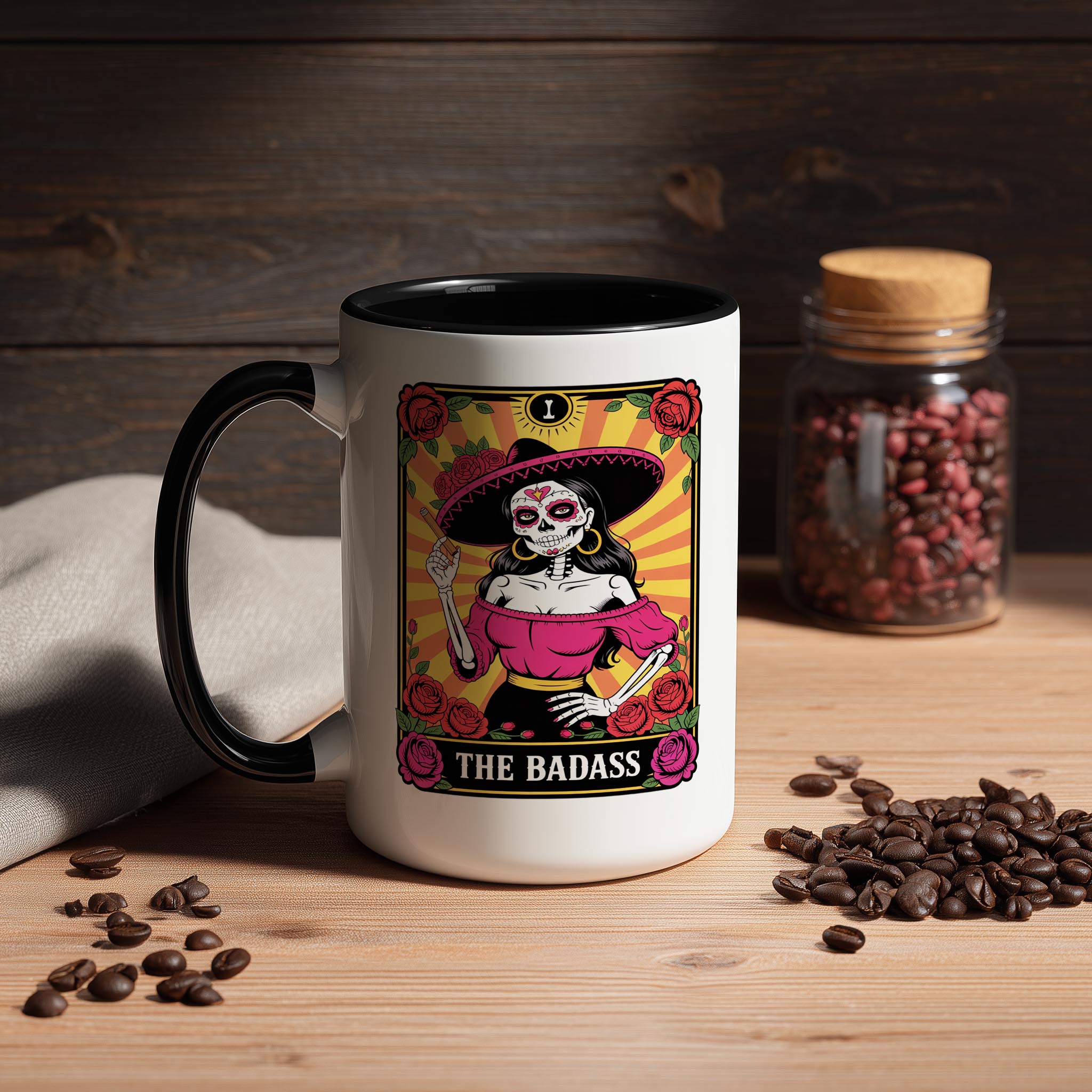 The Badass - Skeleton Tarot Card - Adult Humor Mug