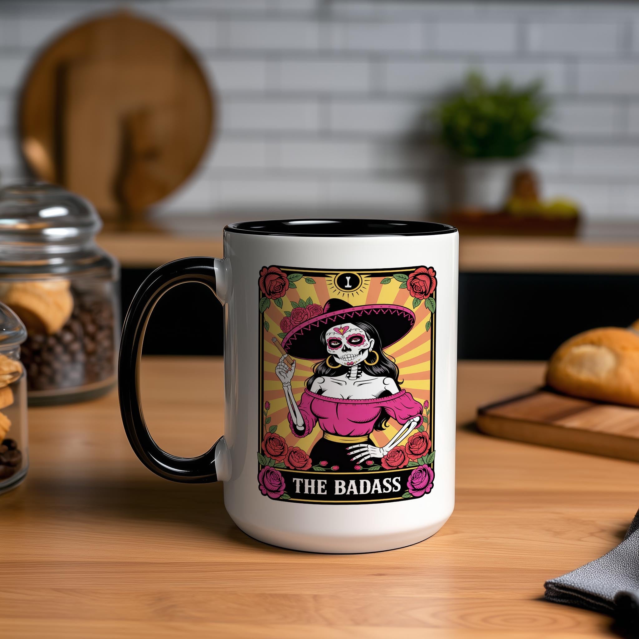 The Badass - Skeleton Tarot Card - Adult Humor Mug