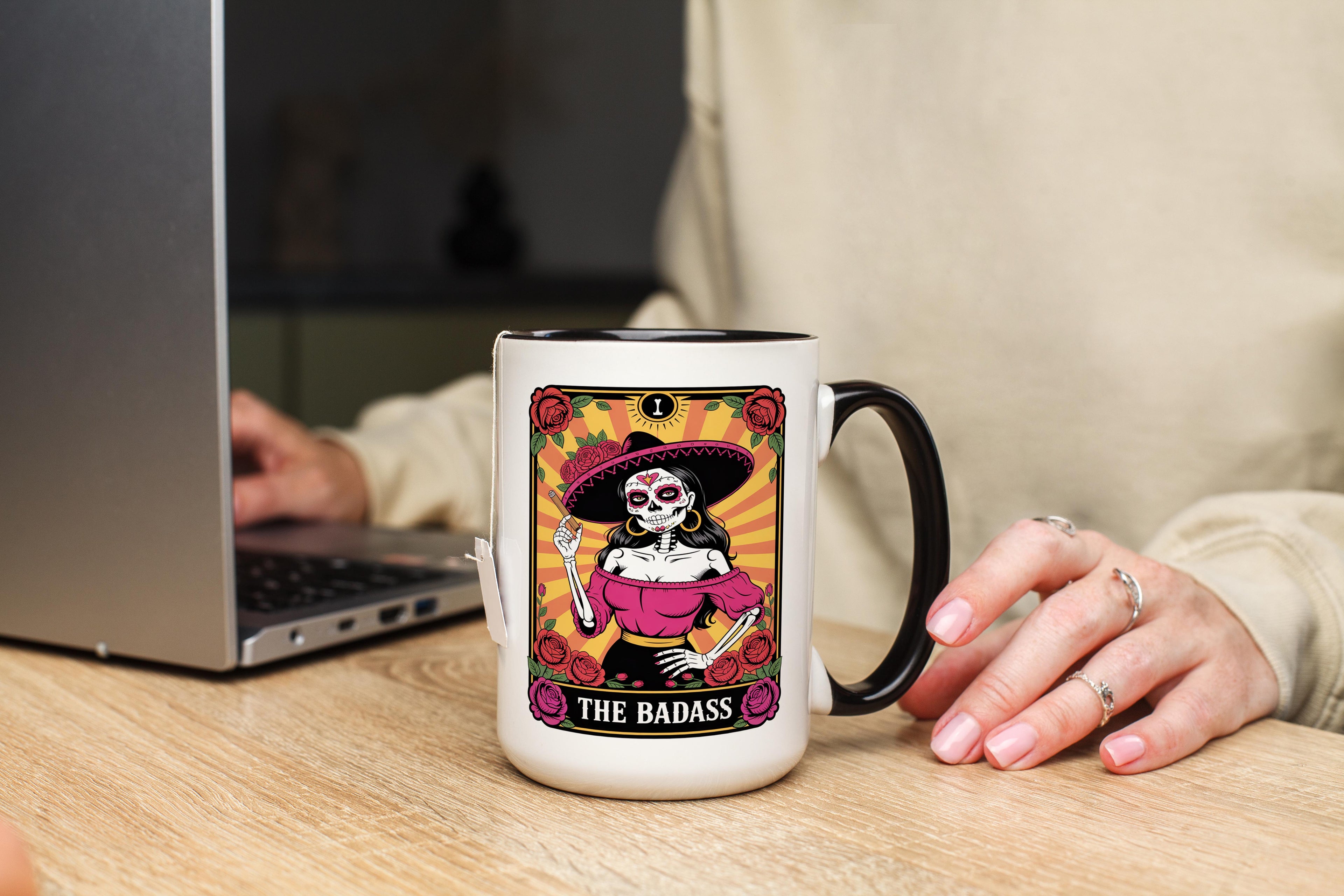 The Badass - Skeleton Tarot Card - Adult Humor Mug