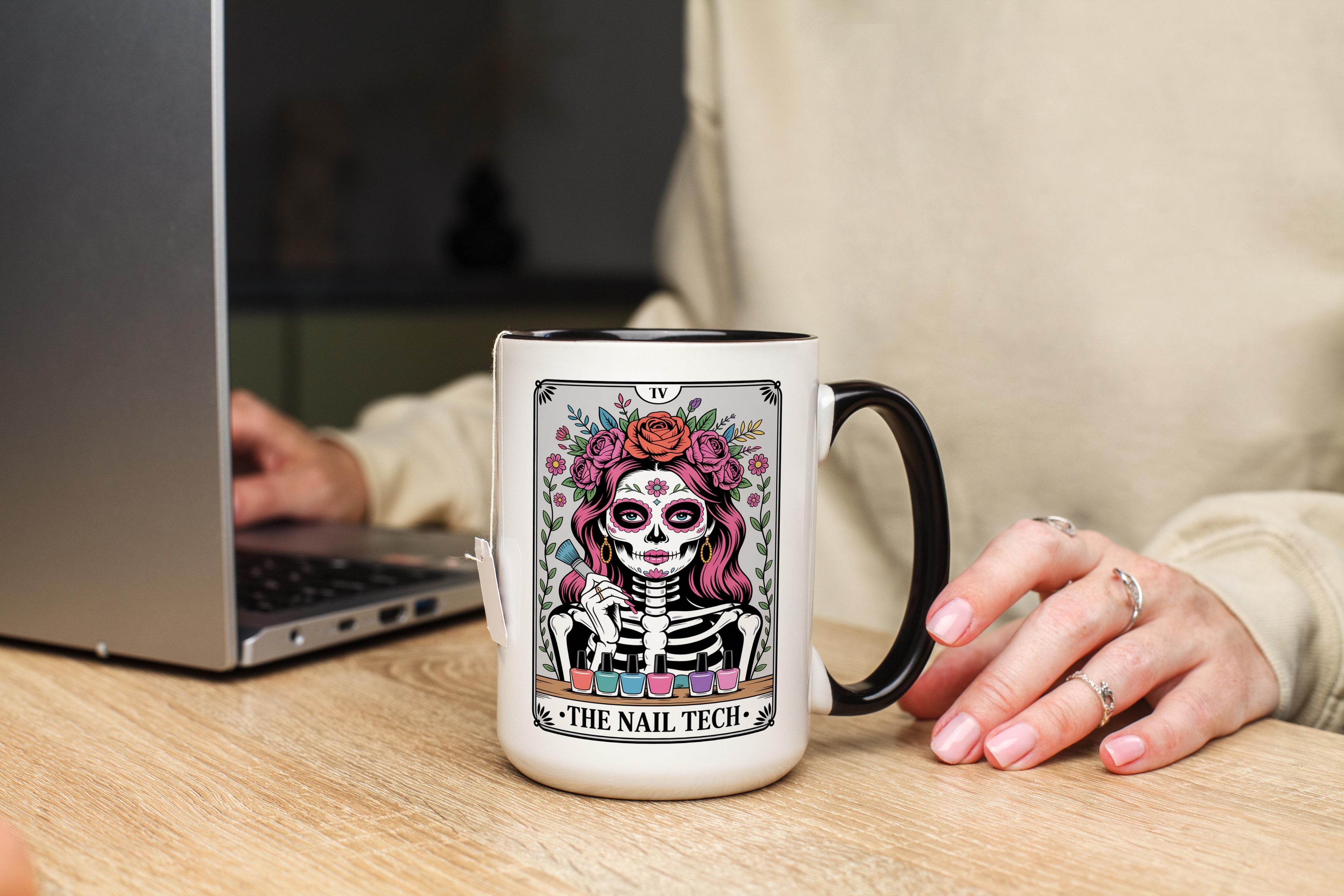 The Nail Tech - Skeleton Tarot Card - Adult Humor Mug