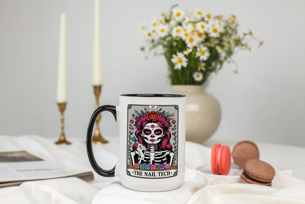 The Nail Tech - Skeleton Tarot Card - Adult Humor Mug