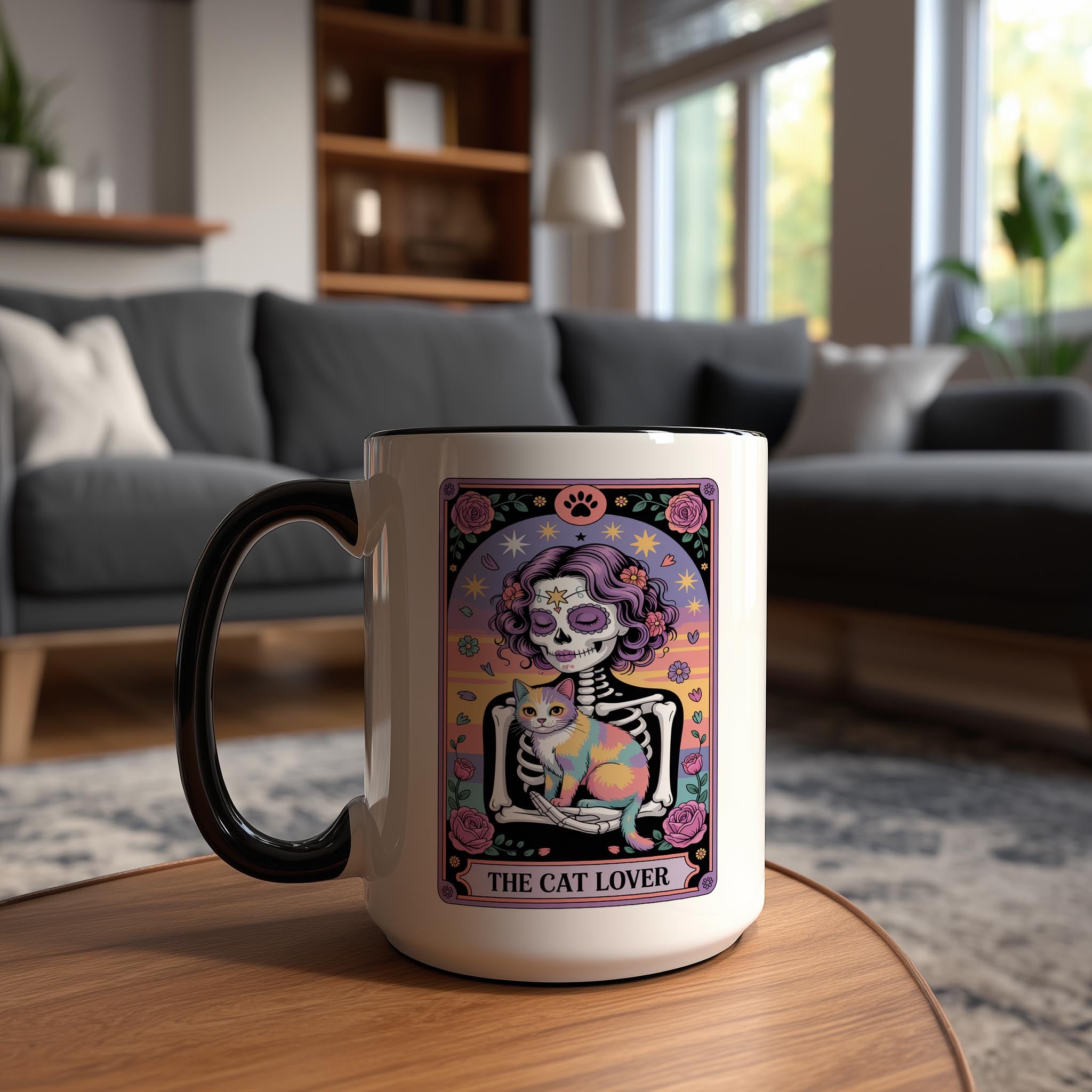 The Cat Lover - Skeleton Tarot Card - Pet Lover Mug