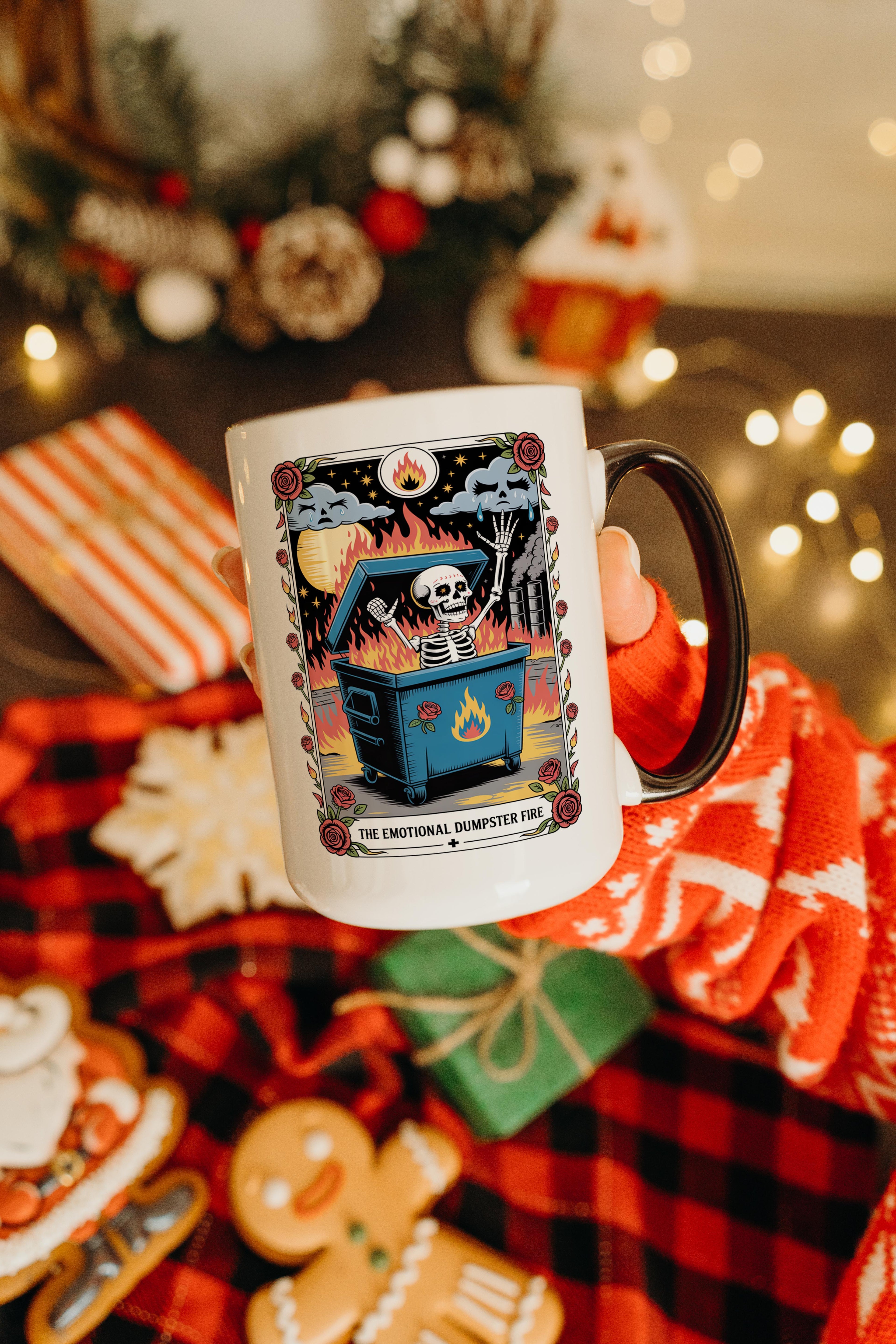 The Emotional Dumpster Fire - Skeleton Tarot Card - Adult Humor Mug