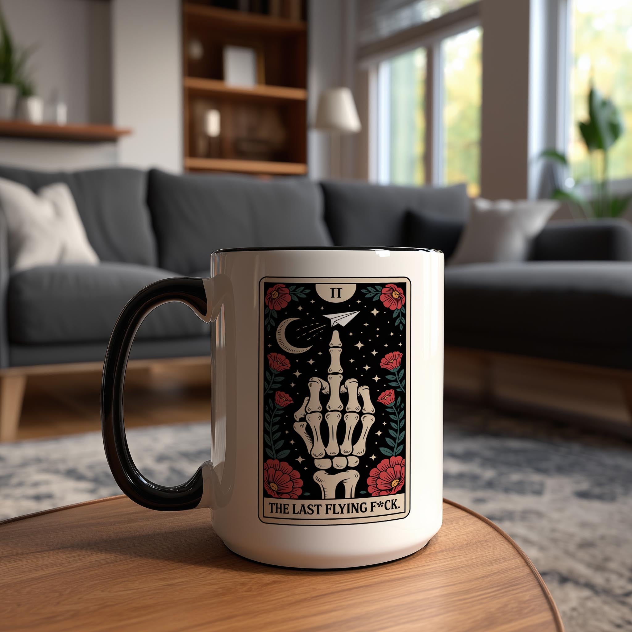 The Last Flying F*ck - Skeleton Tarot Card - Adult Humor Mug