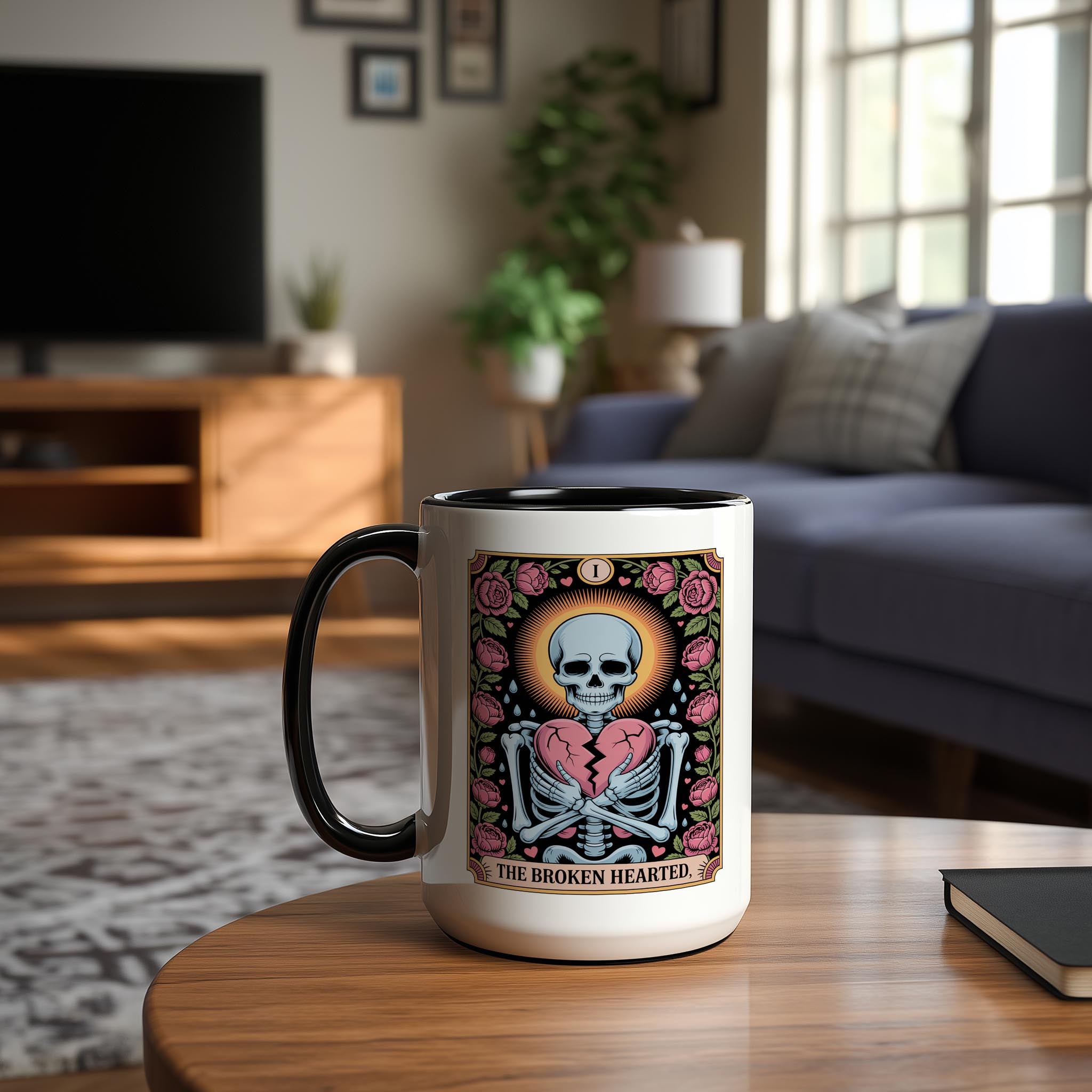 The Broken Hearted - Skeleton Tarot Card - Halloween Mug