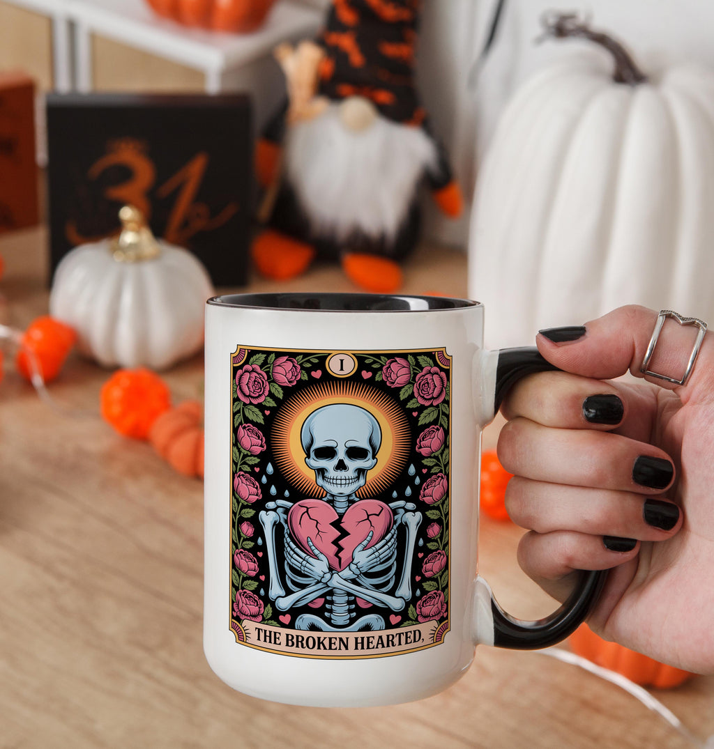 The Broken Hearted - Skeleton Tarot Card - Halloween Mug