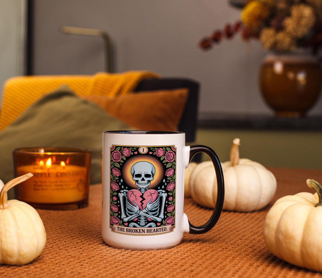 The Broken Hearted - Skeleton Tarot Card - Halloween Mug