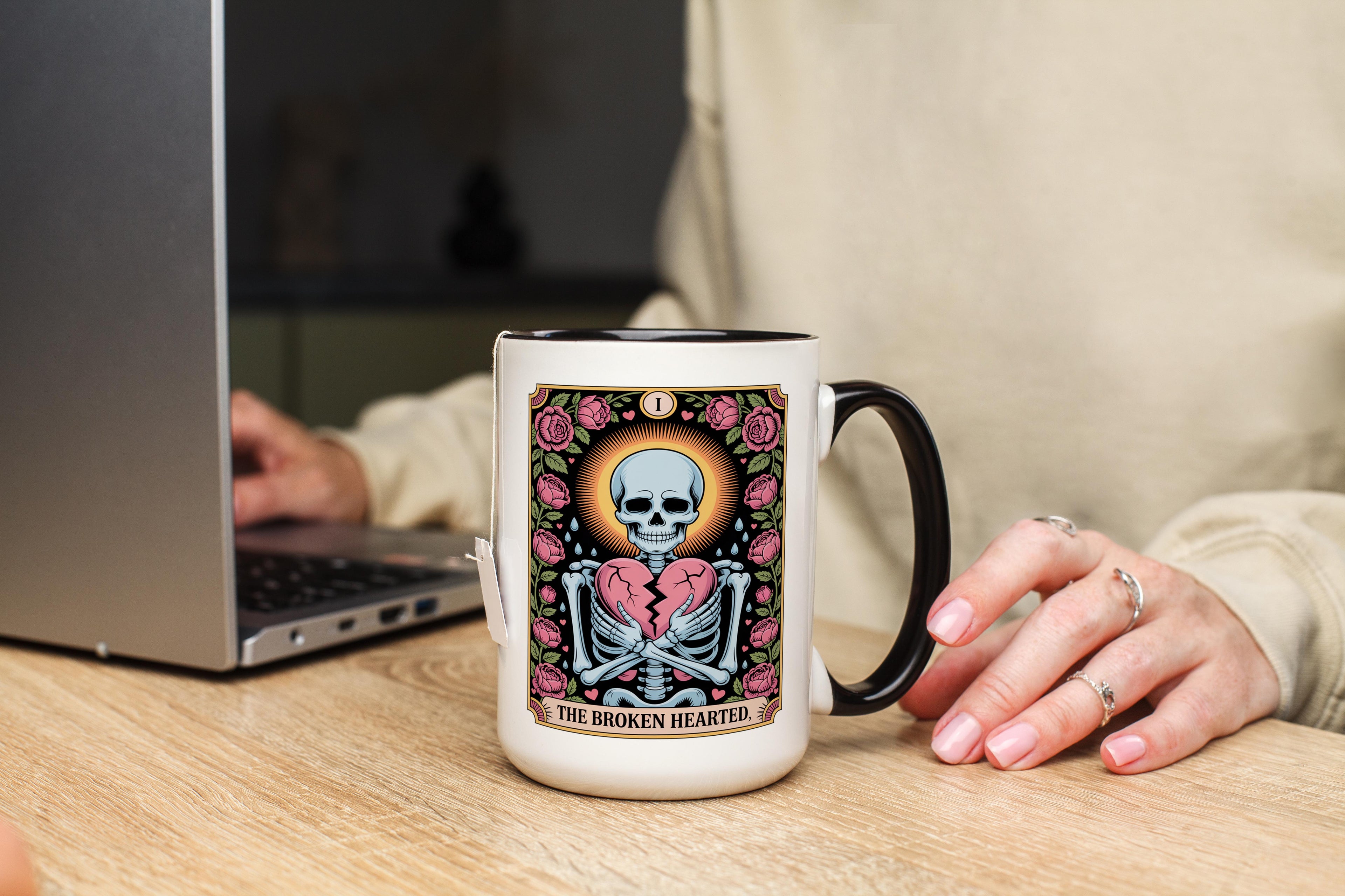 The Broken Hearted - Skeleton Tarot Card - Halloween Mug