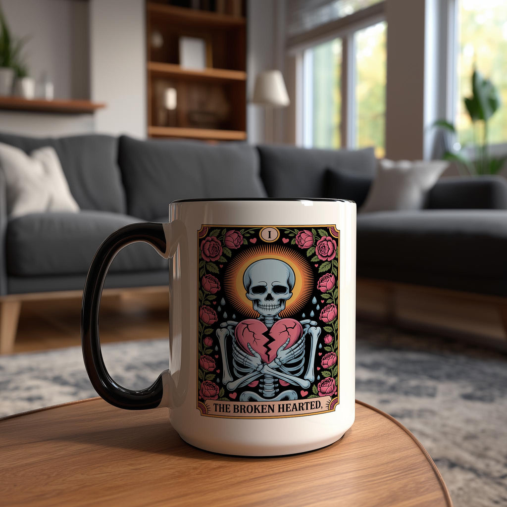 The Broken Hearted - Skeleton Tarot Card - Halloween Mug