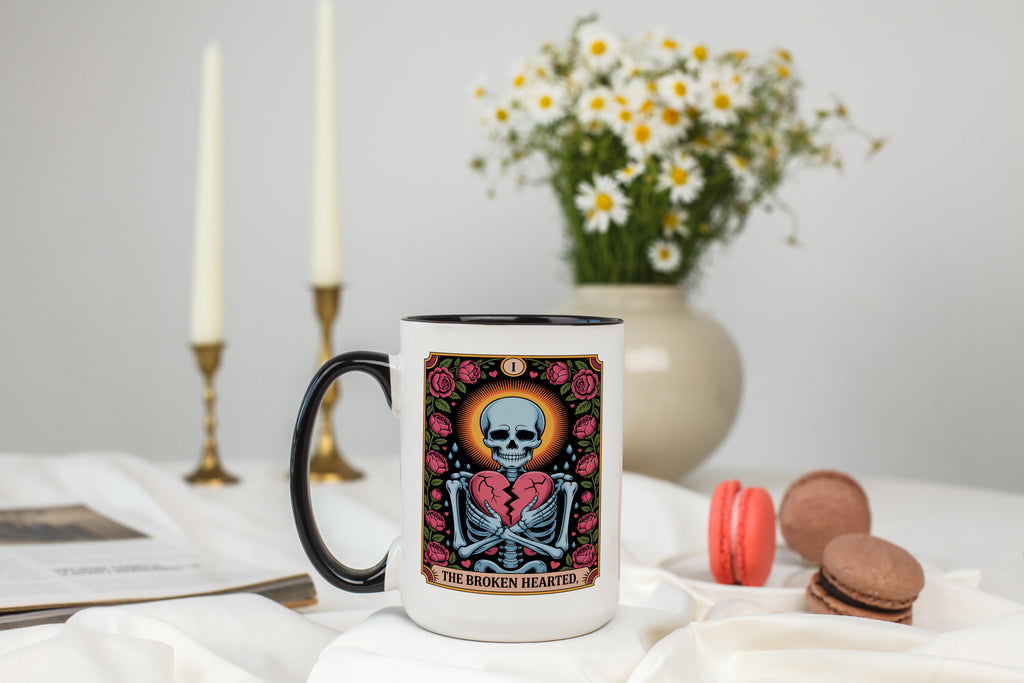 The Broken Hearted - Skeleton Tarot Card - Halloween Mug