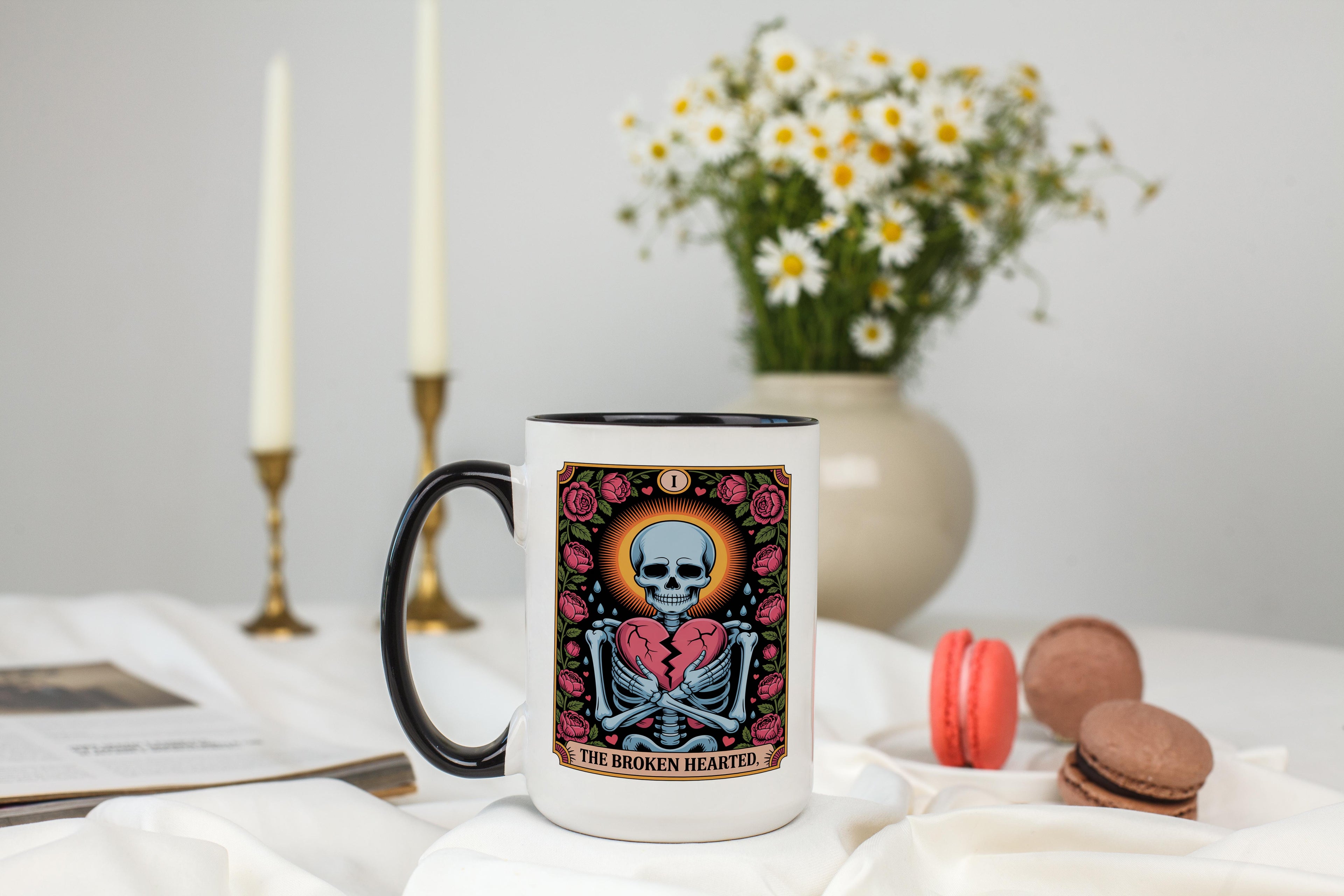 The Broken Hearted - Skeleton Tarot Card - Halloween Mug