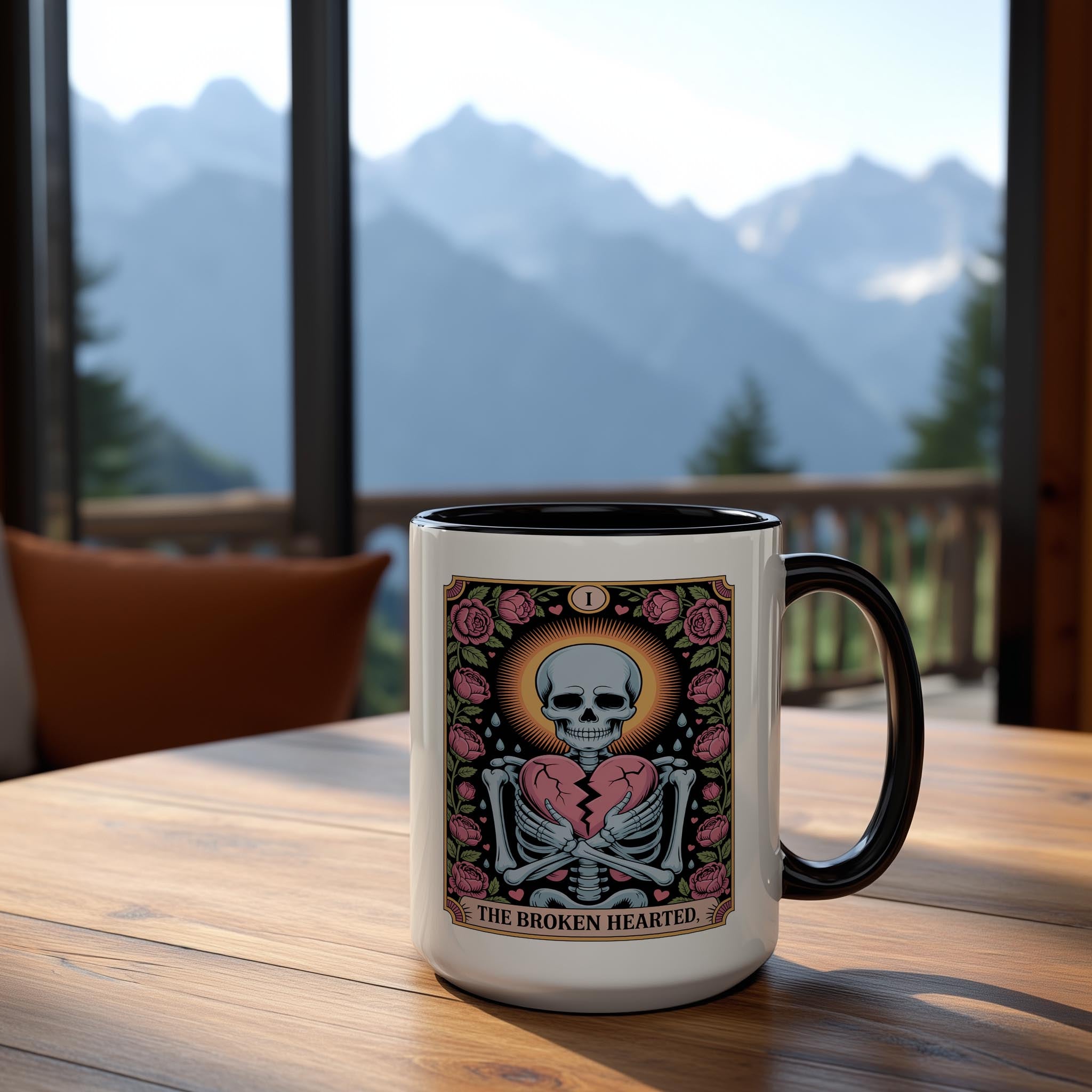 The Broken Hearted - Skeleton Tarot Card - Halloween Mug