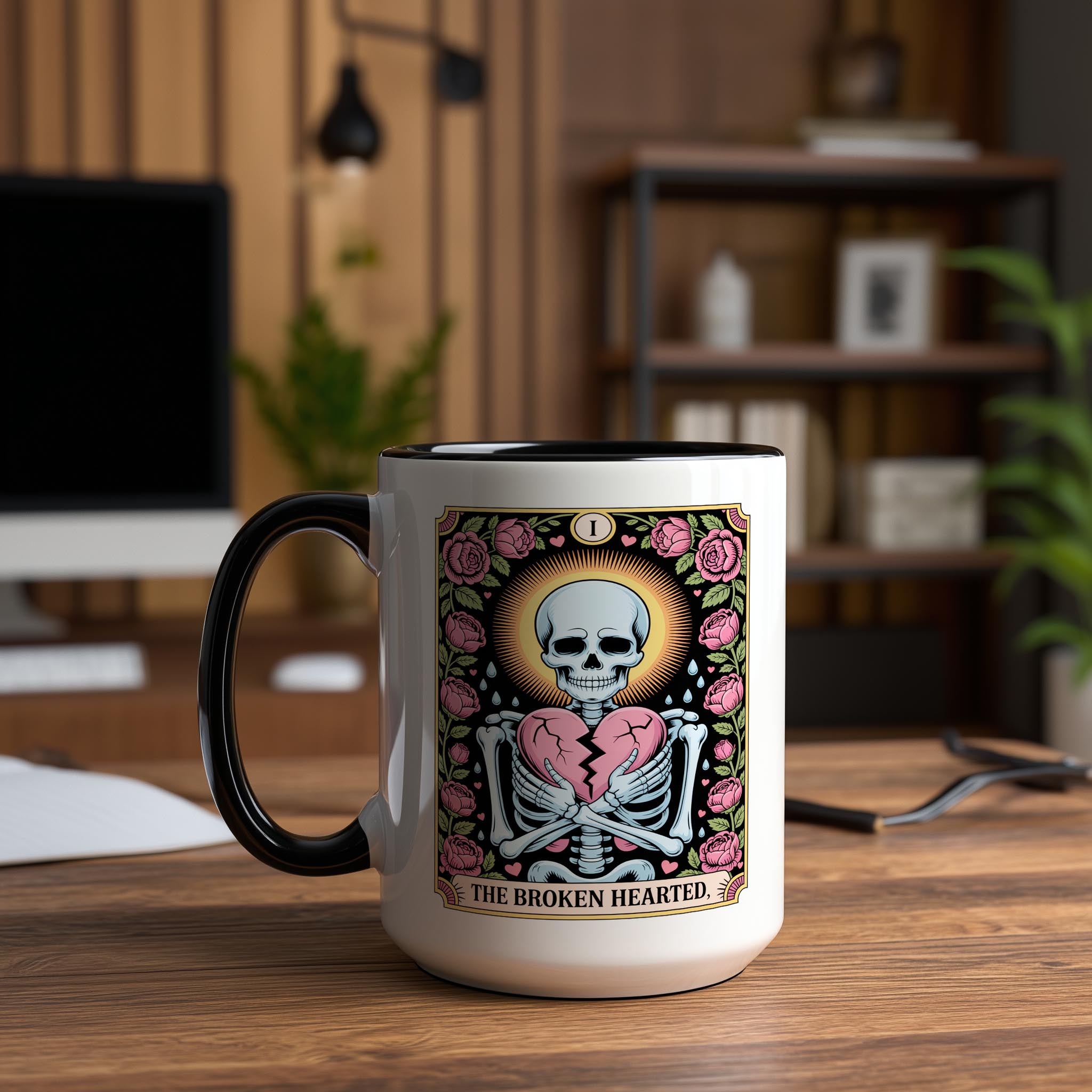 The Broken Hearted - Skeleton Tarot Card - Halloween Mug