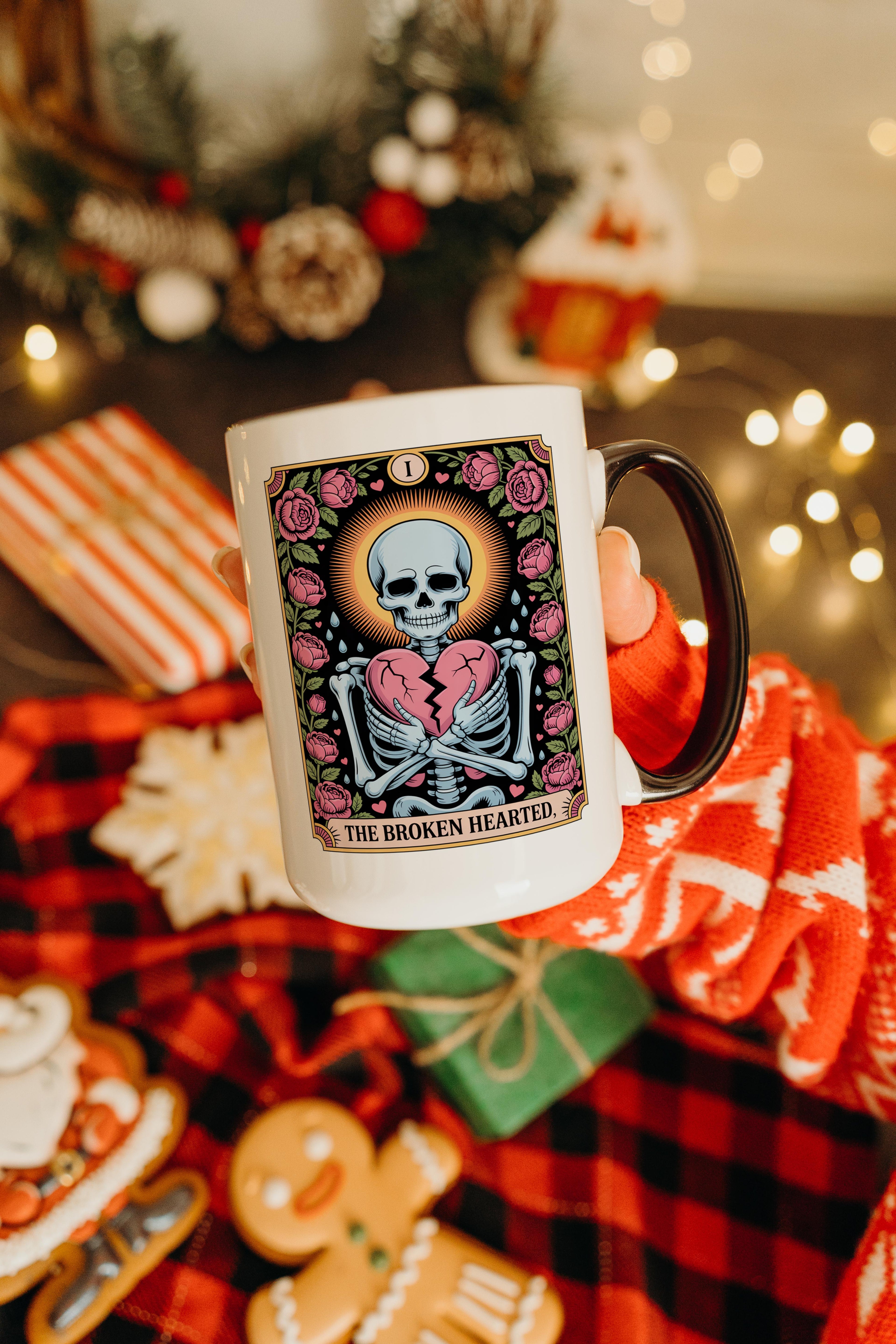 The Broken Hearted - Skeleton Tarot Card - Halloween Mug