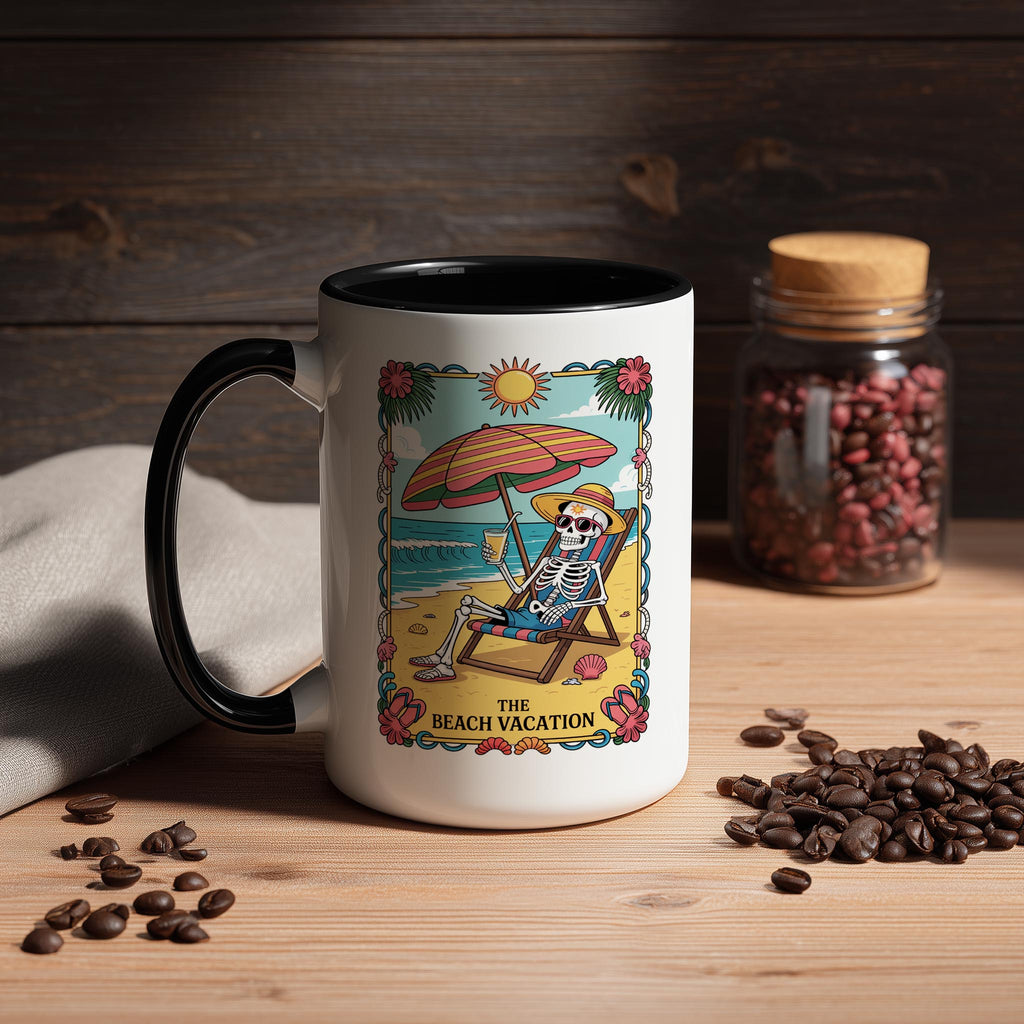 The Beach Vacation - Skeleton Tarot Card - Hobbies and Interest Mug