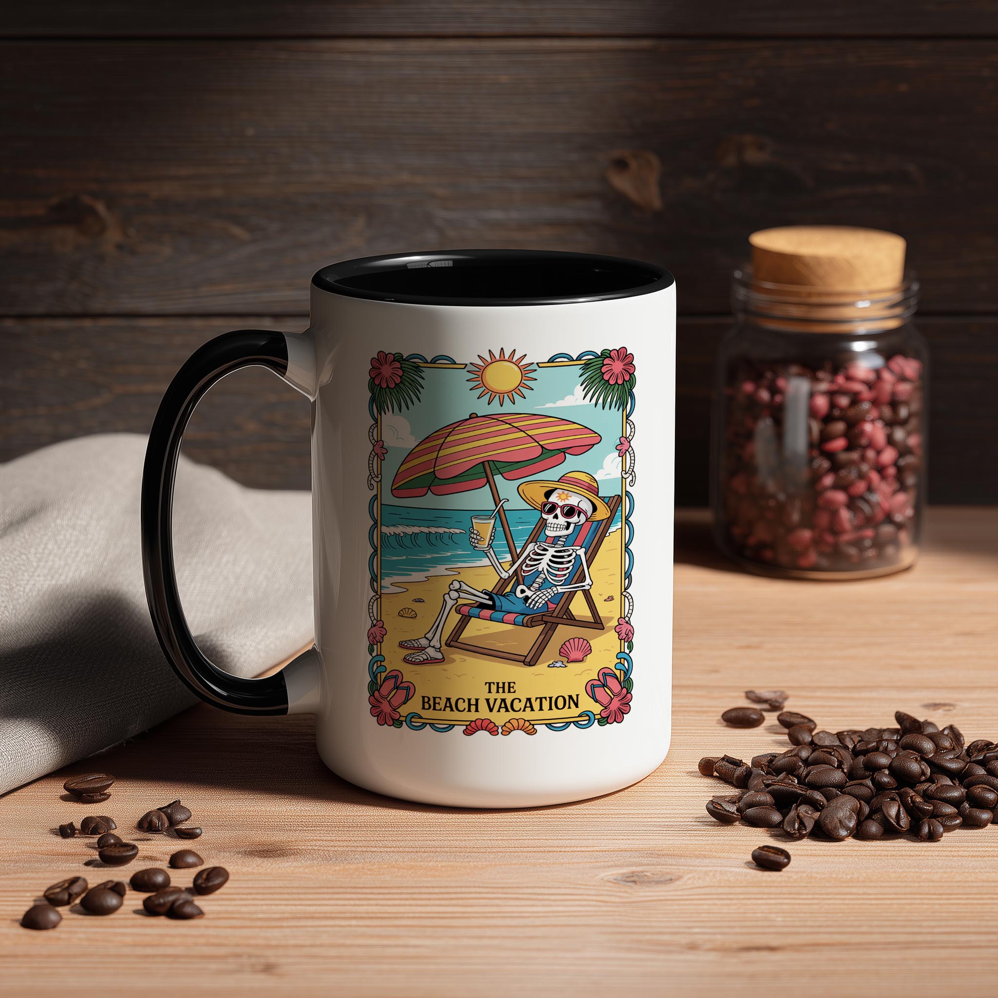 The Beach Vacation - Skeleton Tarot Card - Hobbies and Interest Mug