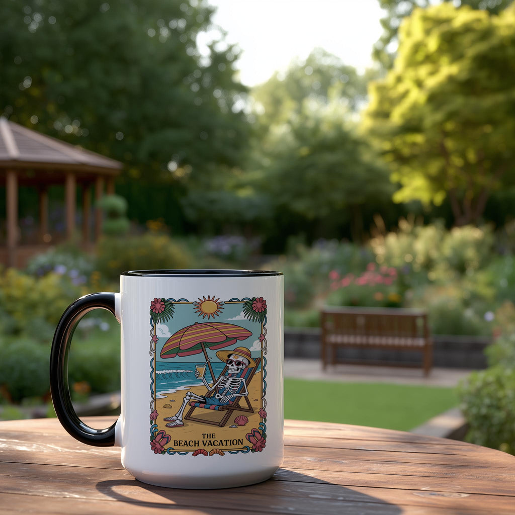 The Beach Vacation - Skeleton Tarot Card - Hobbies and Interest Mug