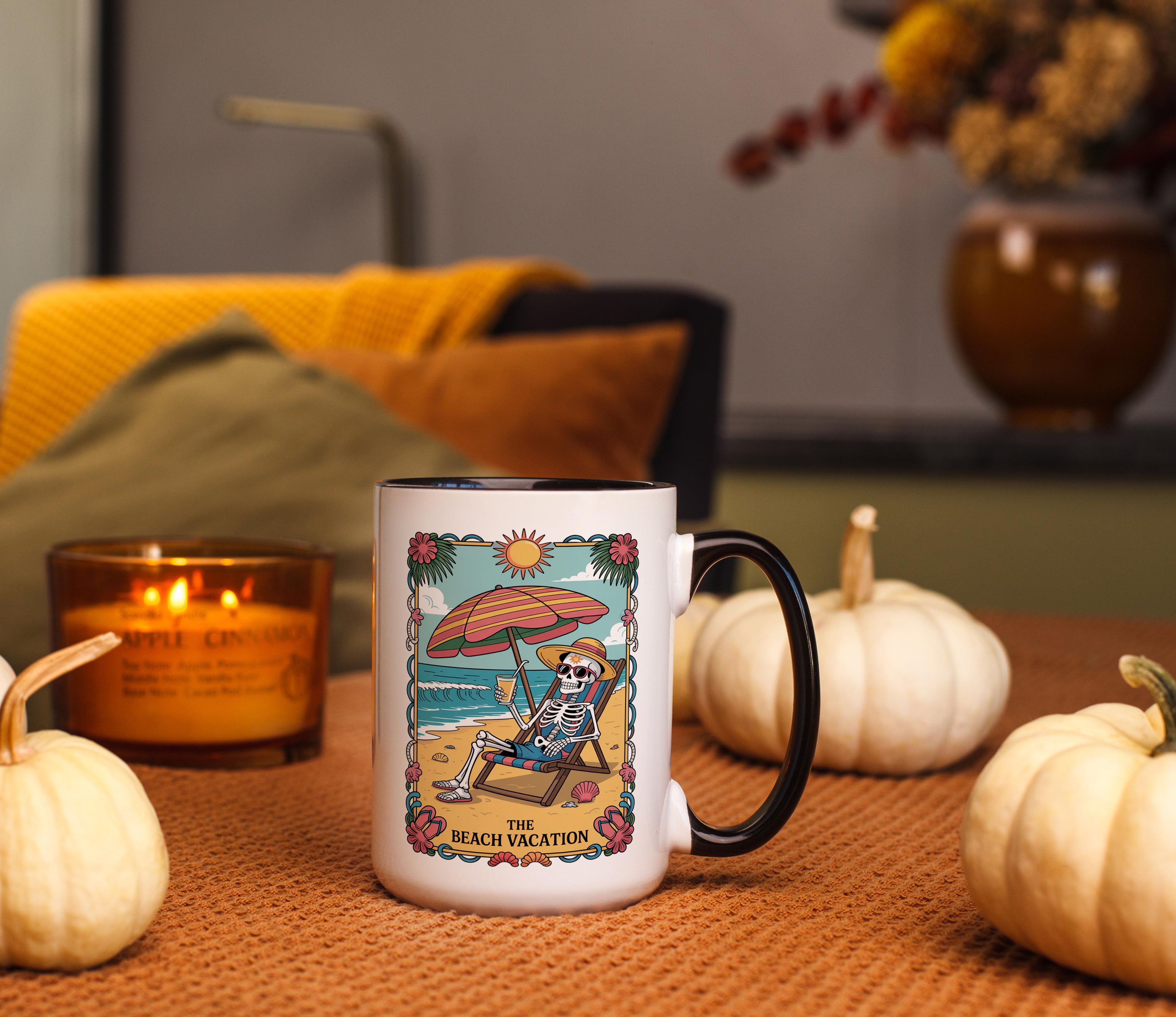 The Beach Vacation - Skeleton Tarot Card - Hobbies and Interest Mug