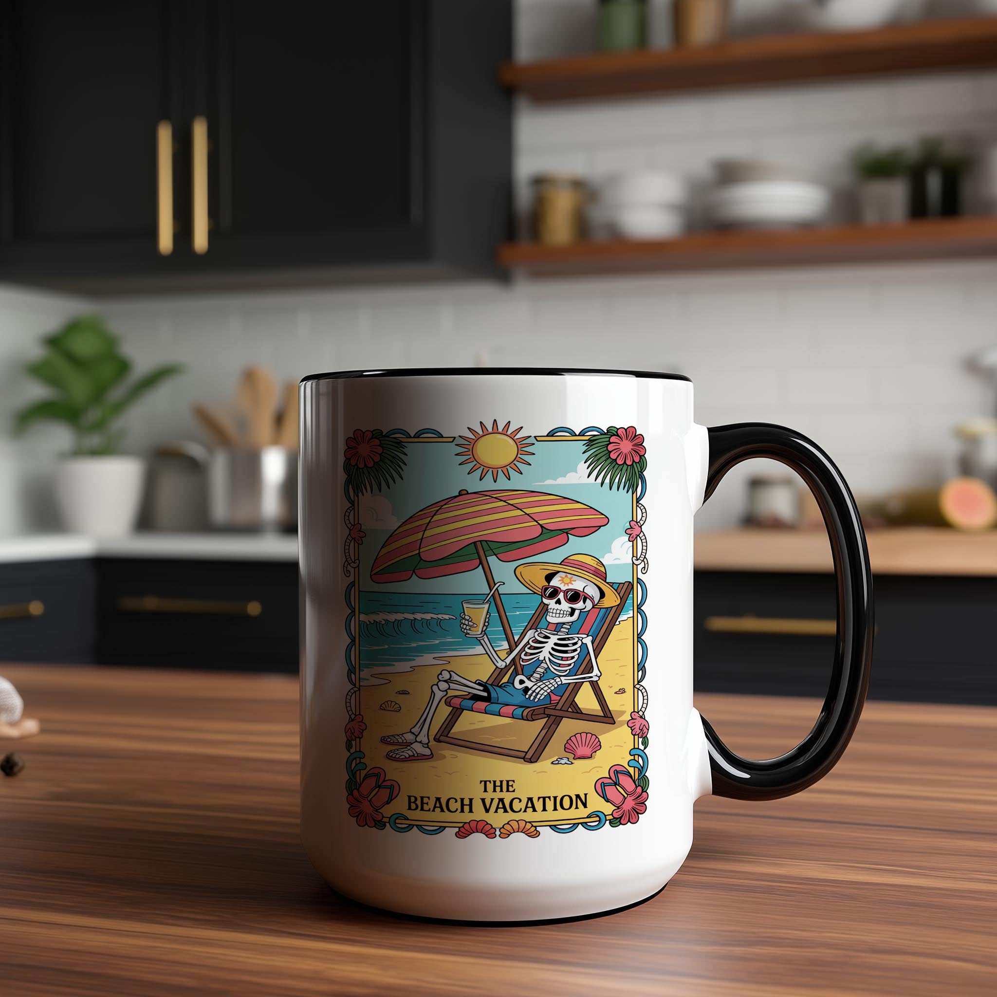 The Beach Vacation - Skeleton Tarot Card - Hobbies and Interest Mug
