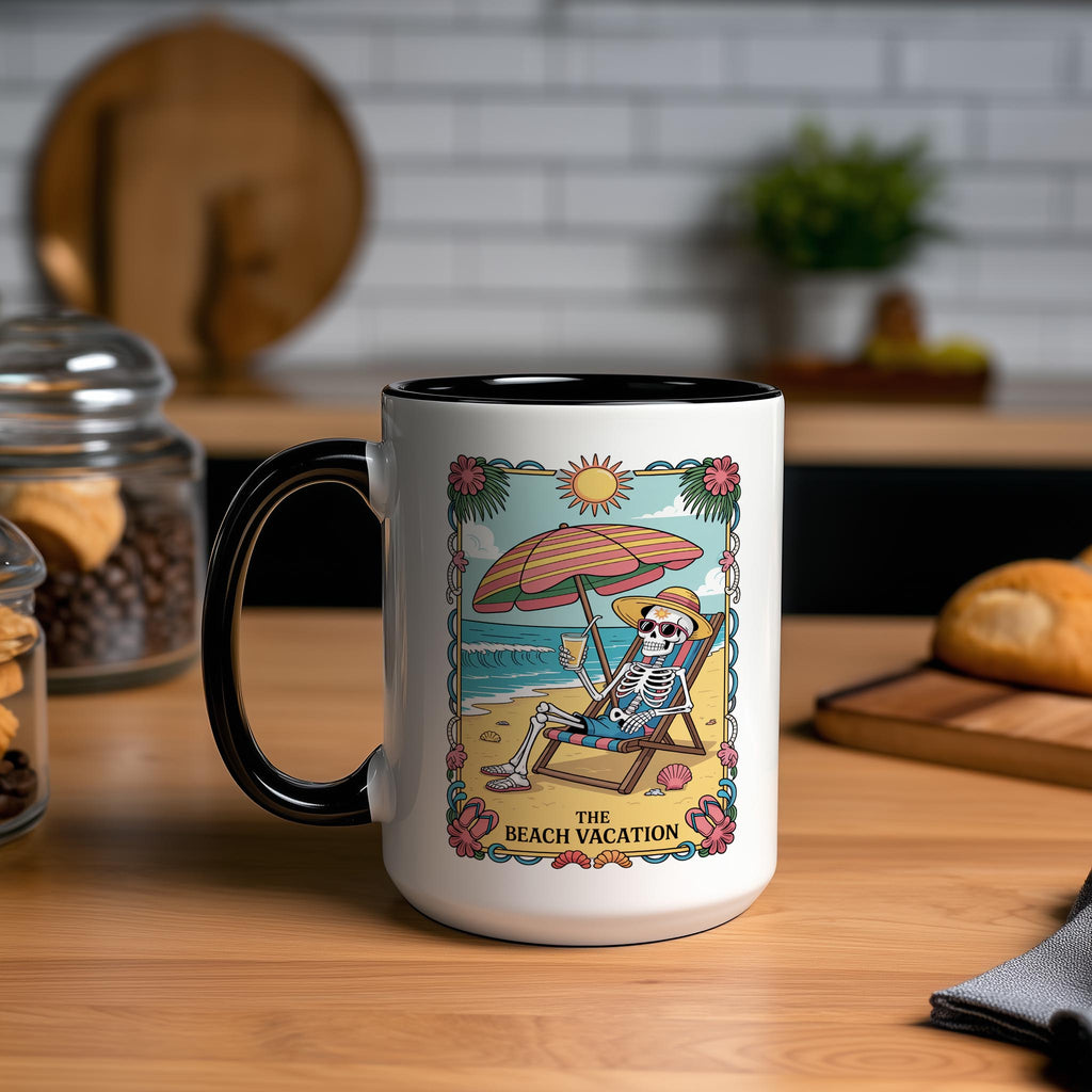 The Beach Vacation - Skeleton Tarot Card - Hobbies and Interest Mug
