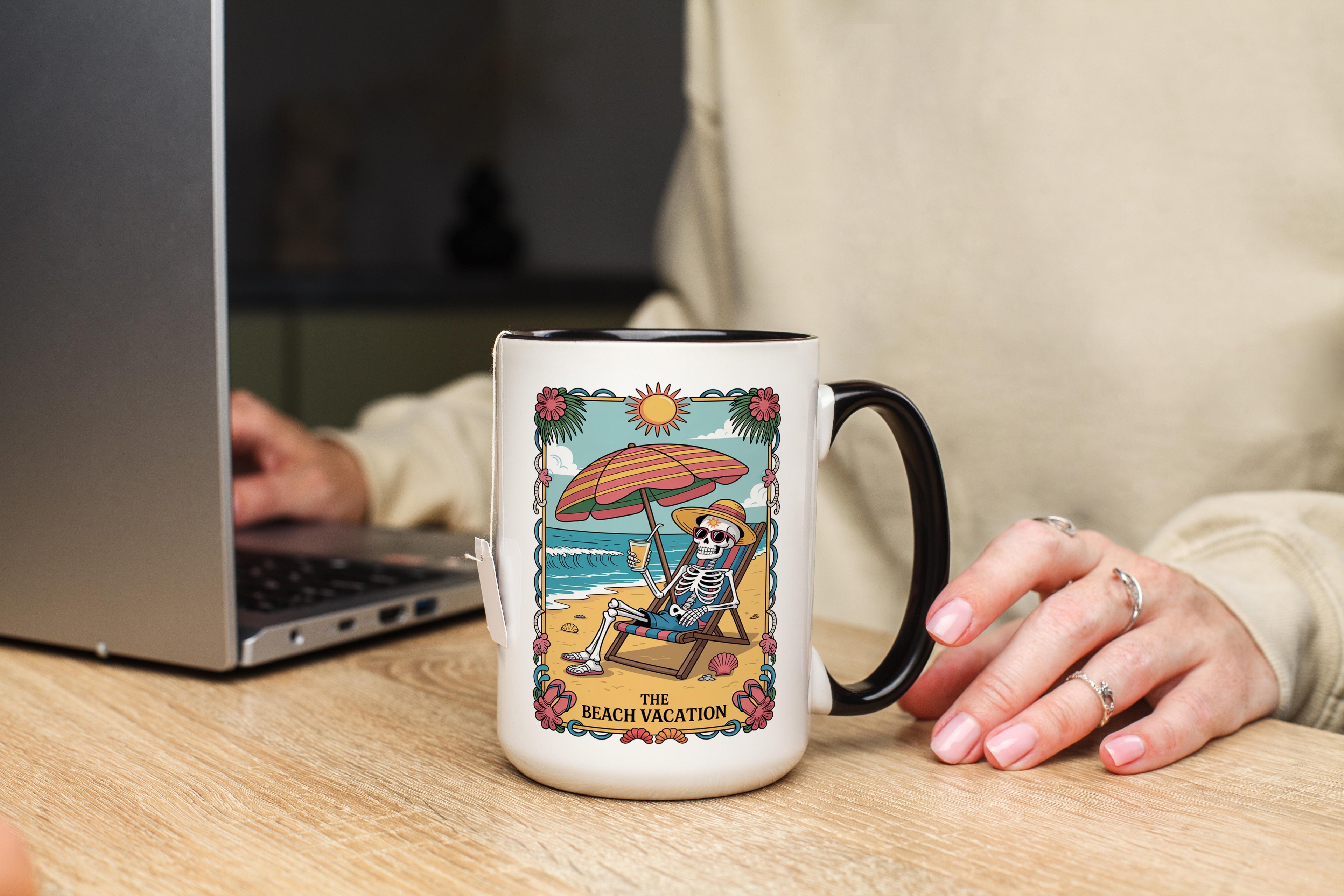 The Beach Vacation - Skeleton Tarot Card - Hobbies and Interest Mug
