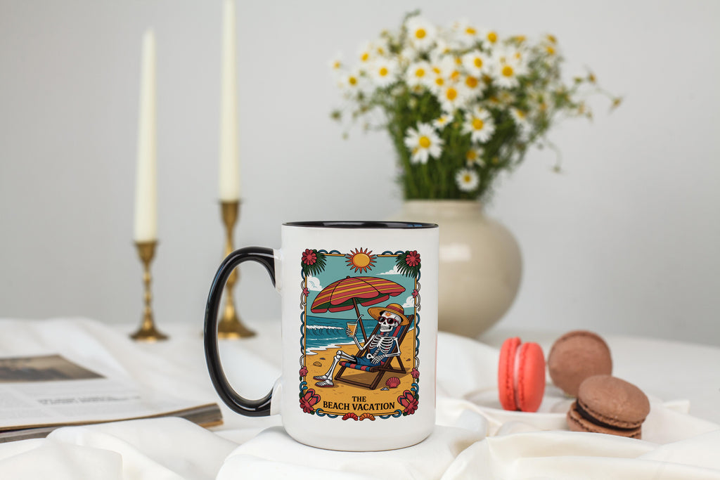 The Beach Vacation - Skeleton Tarot Card - Hobbies and Interest Mug