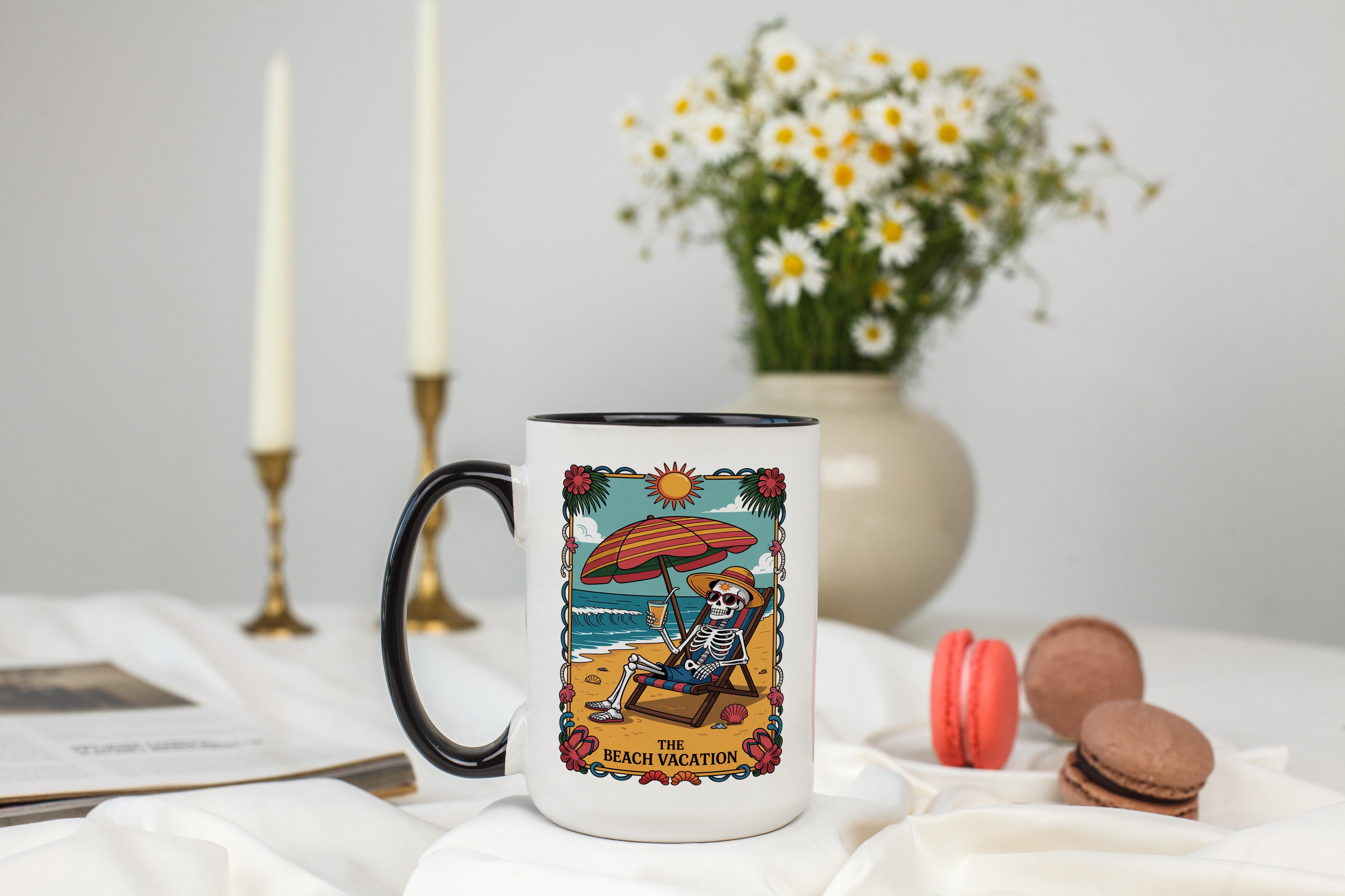 The Beach Vacation - Skeleton Tarot Card - Hobbies and Interest Mug