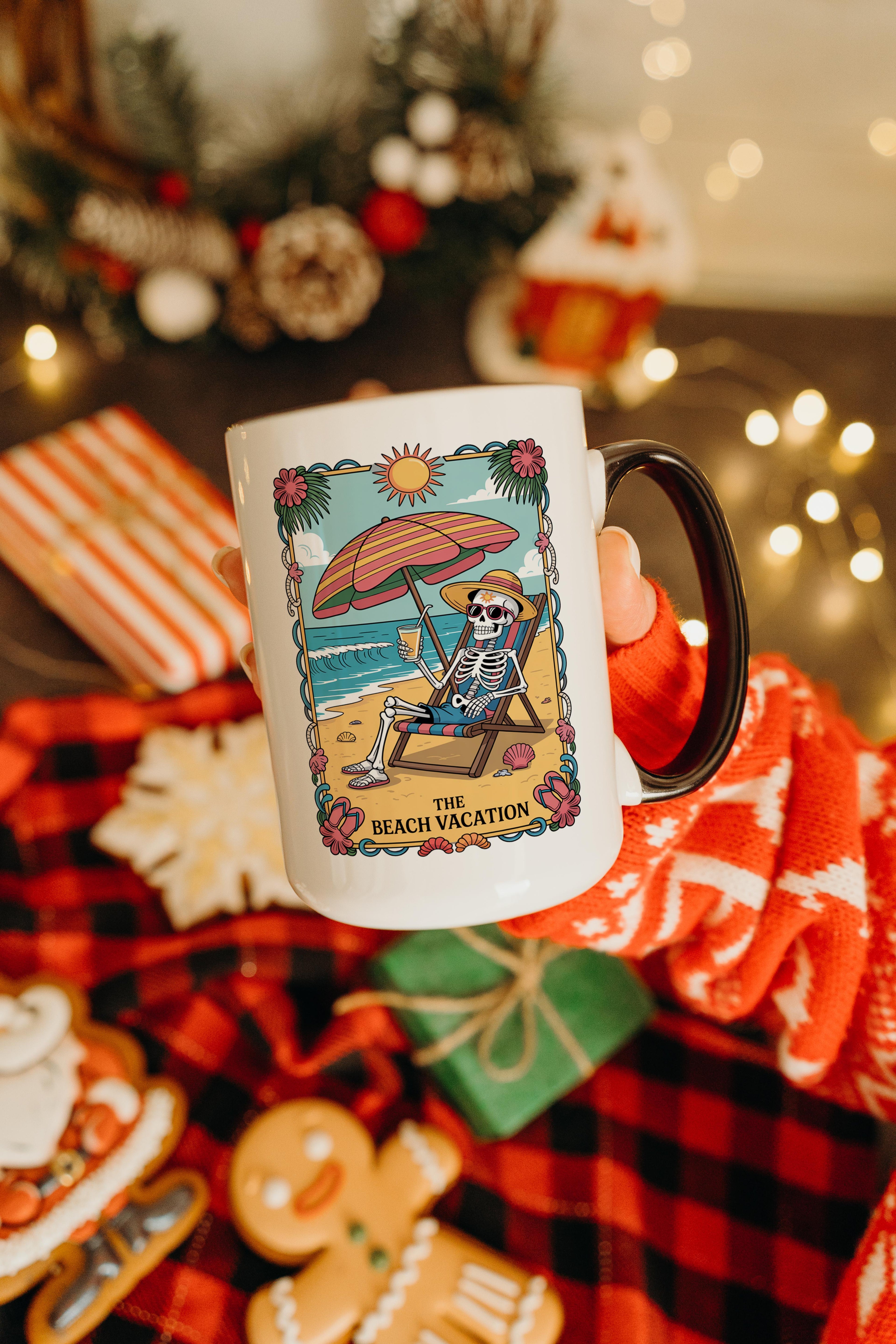 The Beach Vacation - Skeleton Tarot Card - Hobbies and Interest Mug