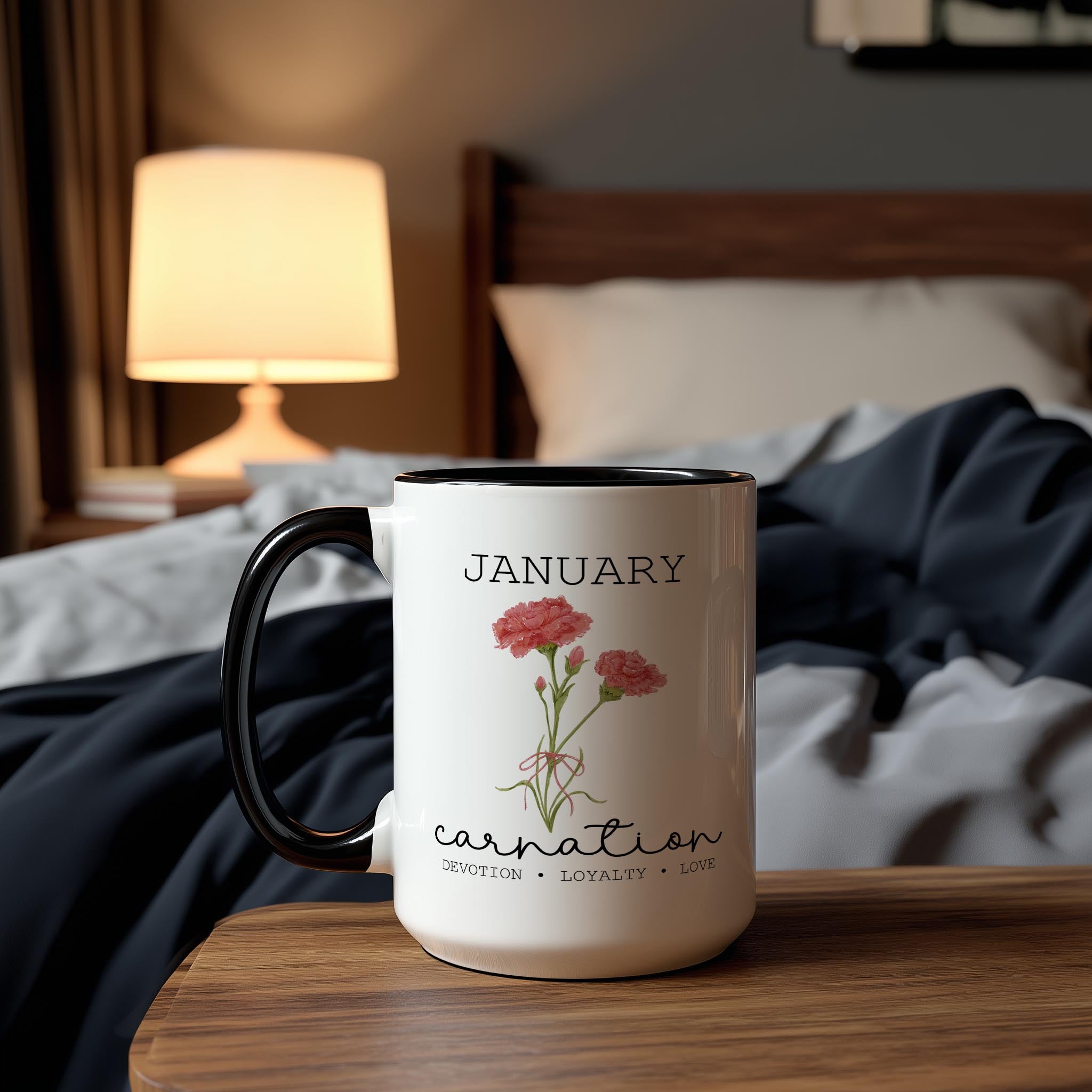 January - Carnation - Birth Month Flower Mug