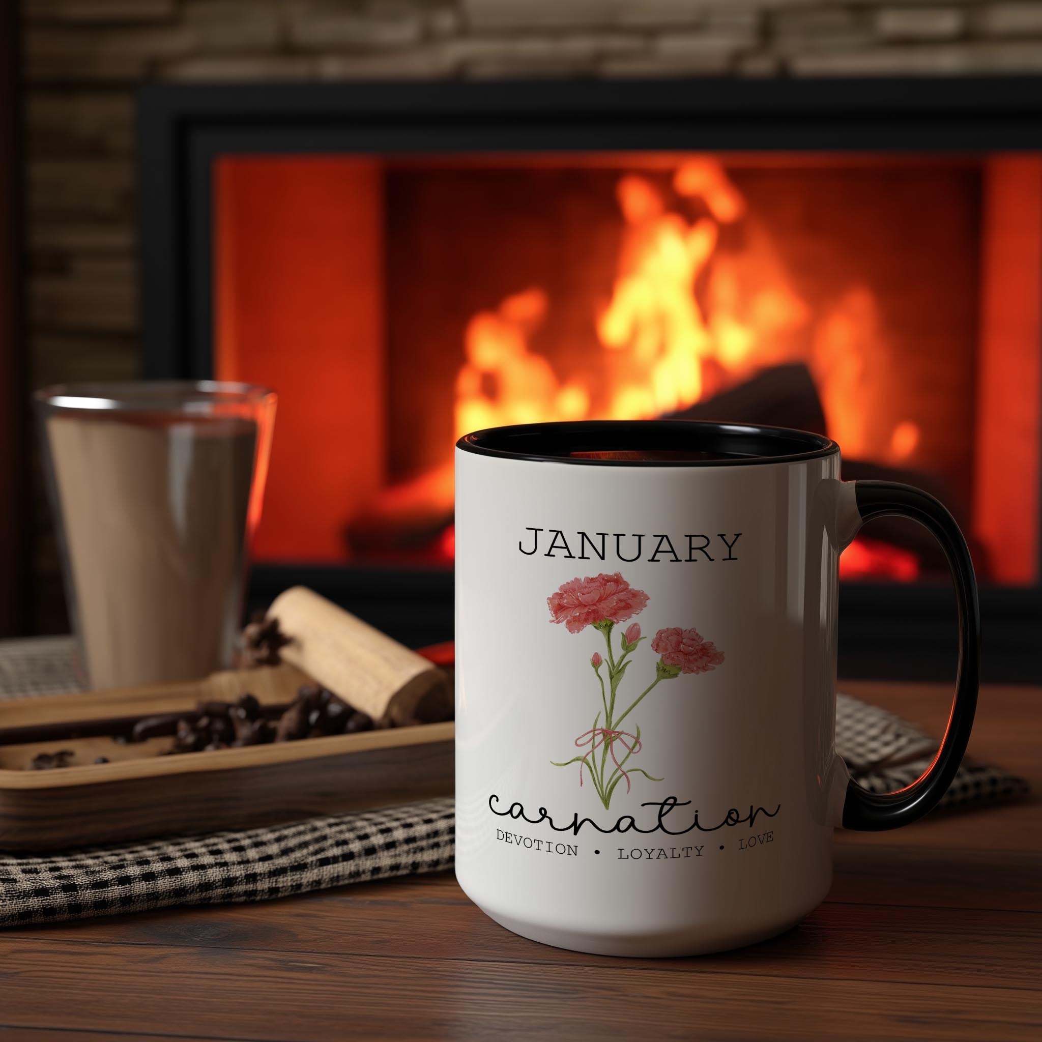 January - Carnation - Birth Month Flower Mug
