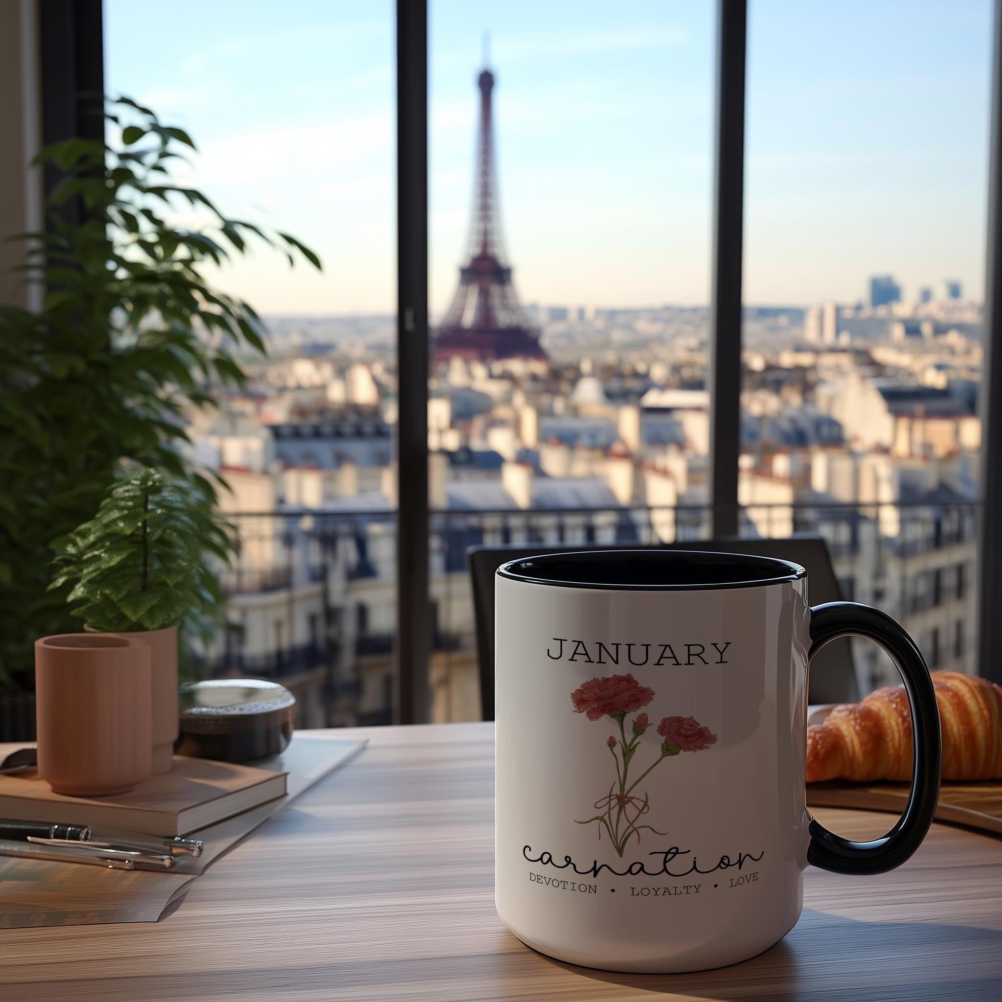 January - Carnation - Birth Month Flower Mug