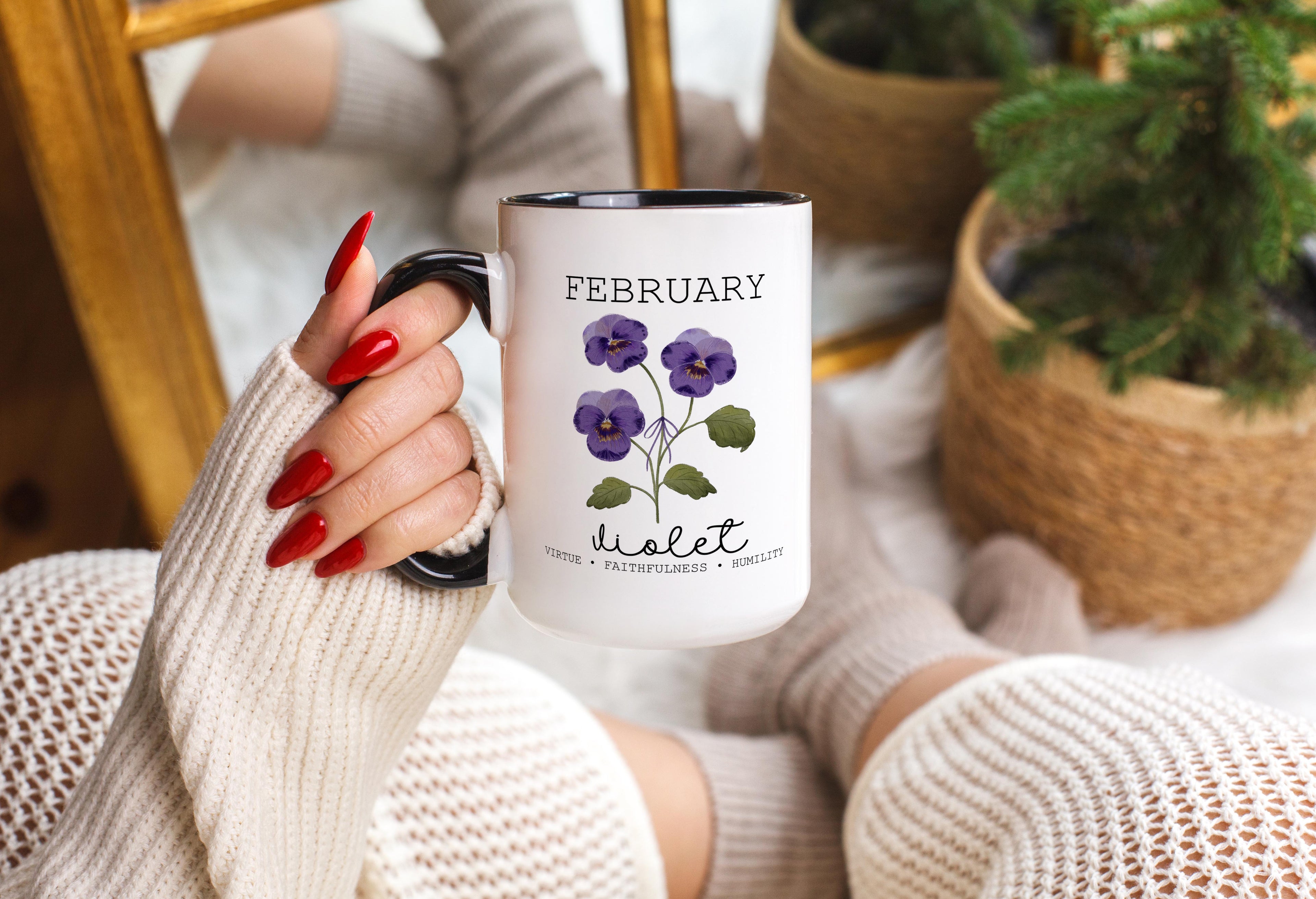 February - Violet - Birth Month Flower Mug