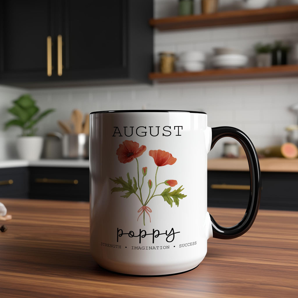August - Poppy - Birth Month Flower Mug
