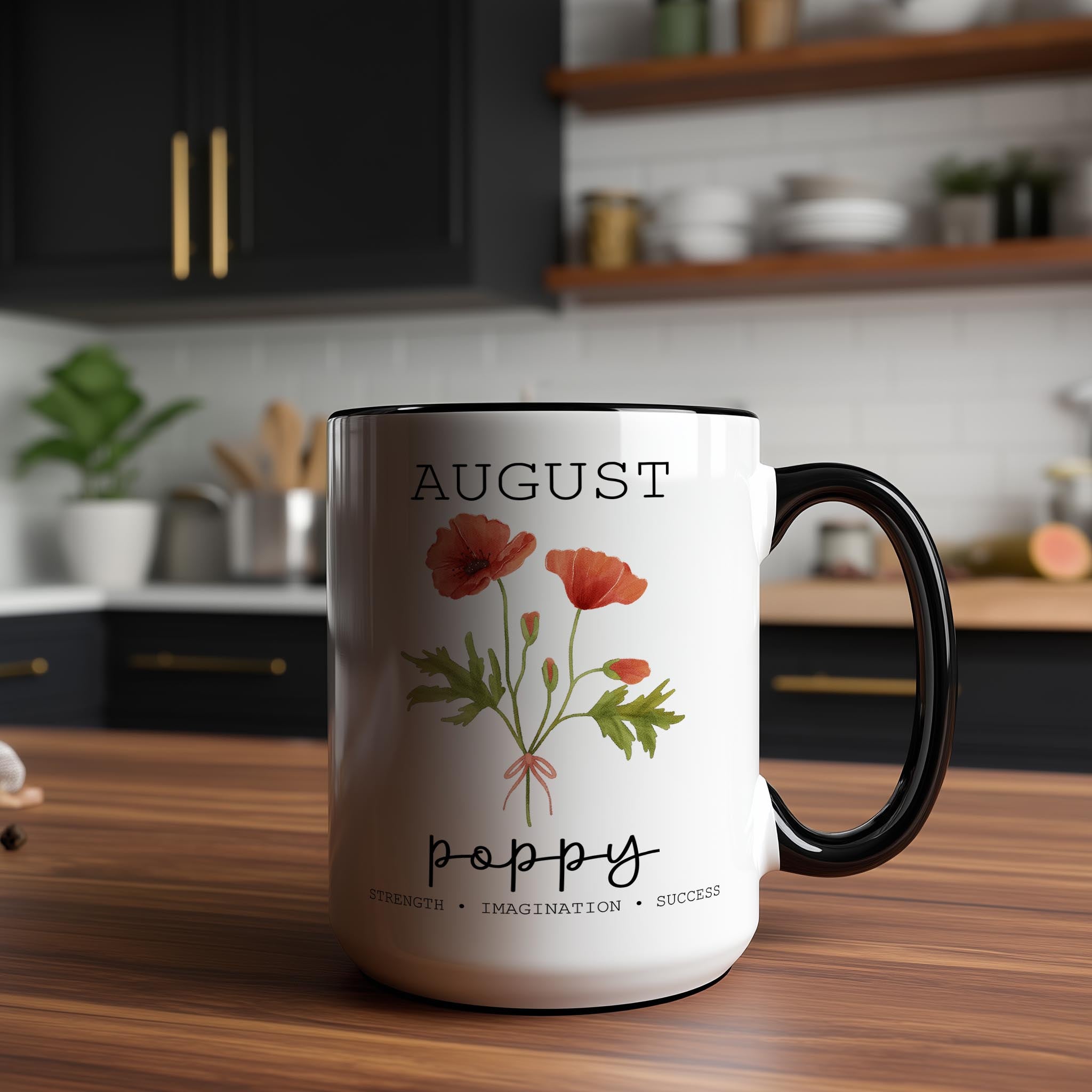 August - Poppy - Birth Month Flower Mug