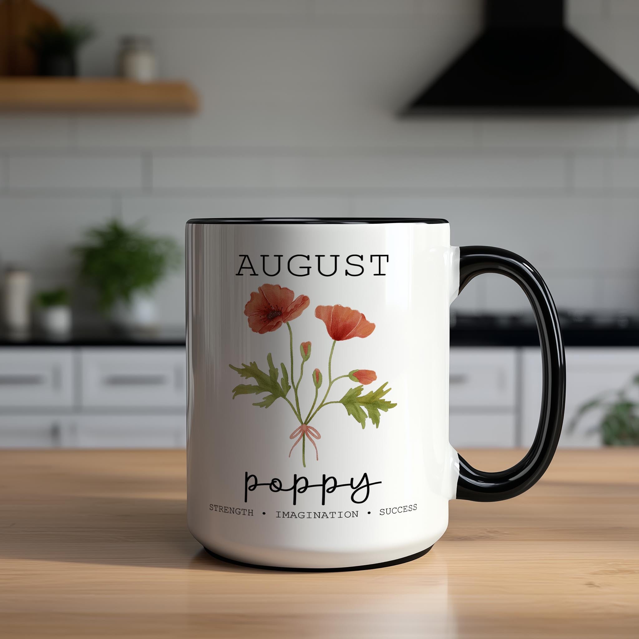 August - Poppy - Birth Month Flower Mug