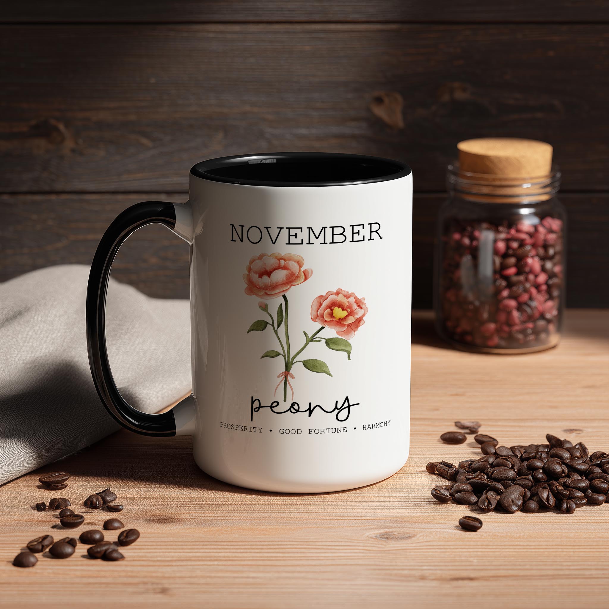 November - Peony - Birth Month Flower Mug