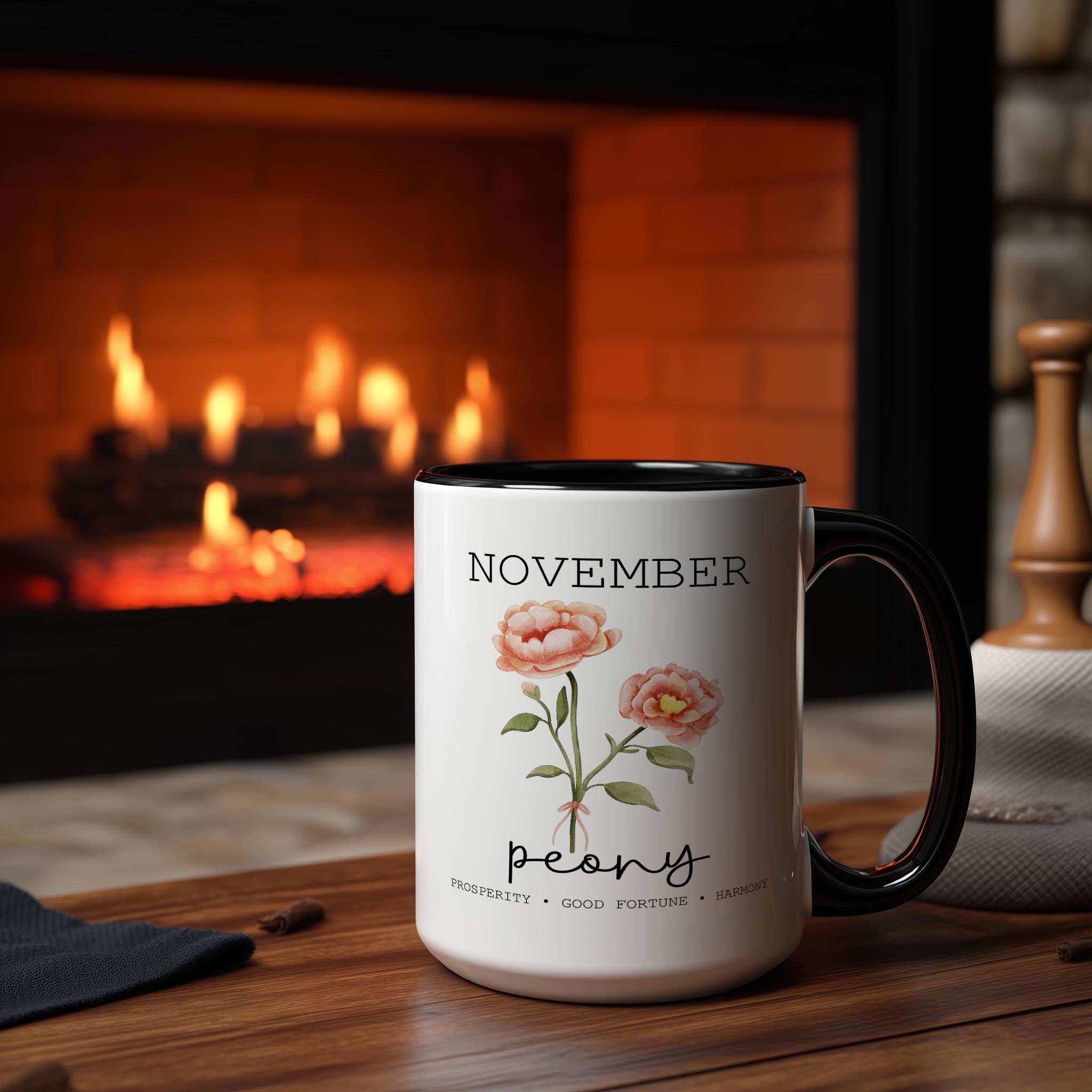 November - Peony - Birth Month Flower Mug