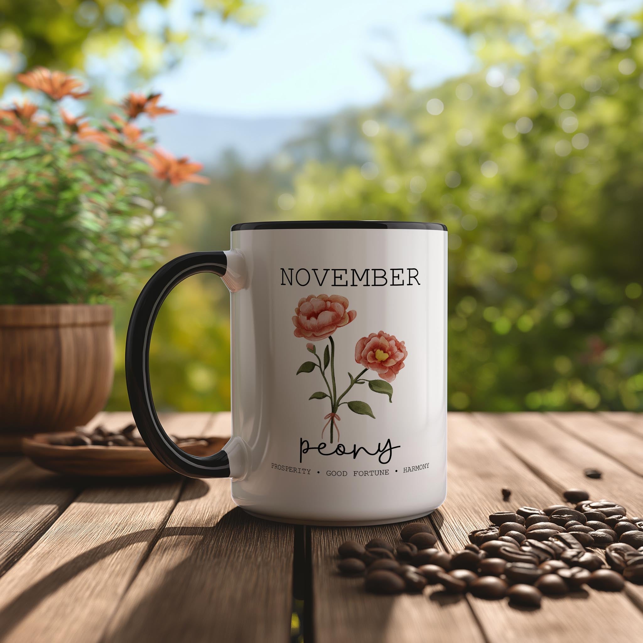 November - Peony - Birth Month Flower Mug