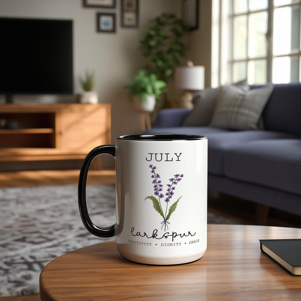 July - Larkspur - Birth Month Flower Mug
