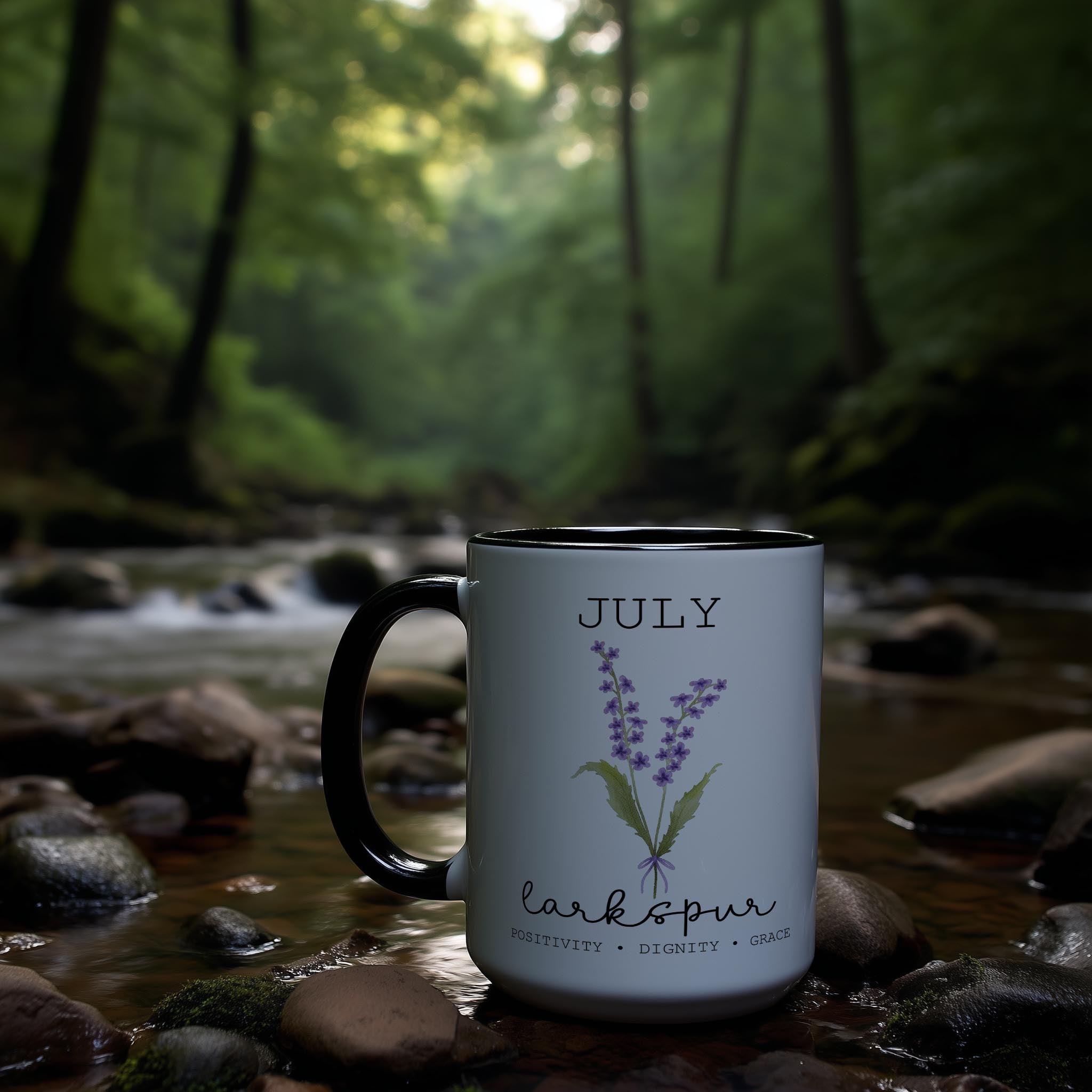 July - Larkspur - Birth Month Flower Mug