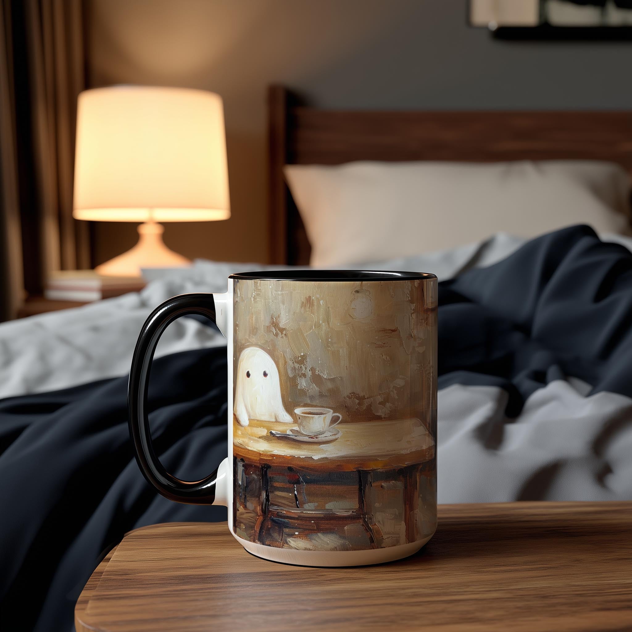 Oil Painted Ghosts drinking Coffee - Halloween Mug