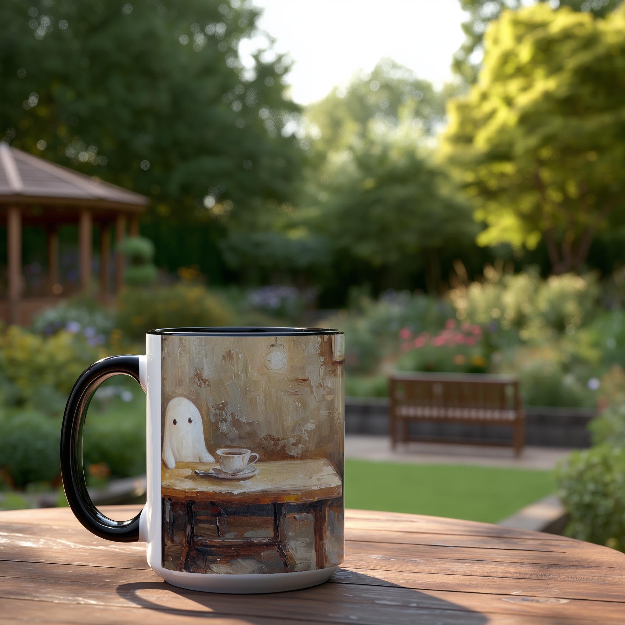 Oil Painted Ghosts drinking Coffee - Halloween Mug