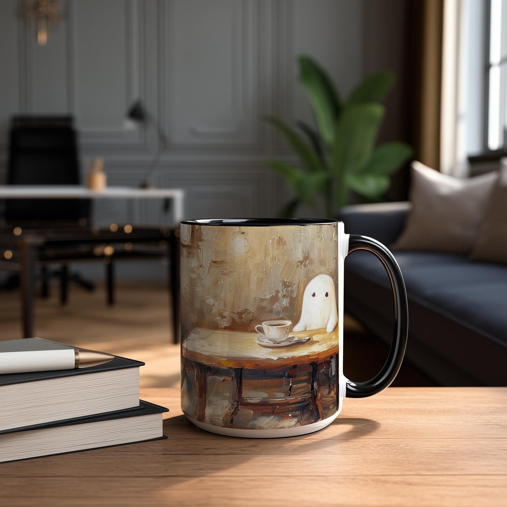Oil Painted Ghosts drinking Coffee - Halloween Mug