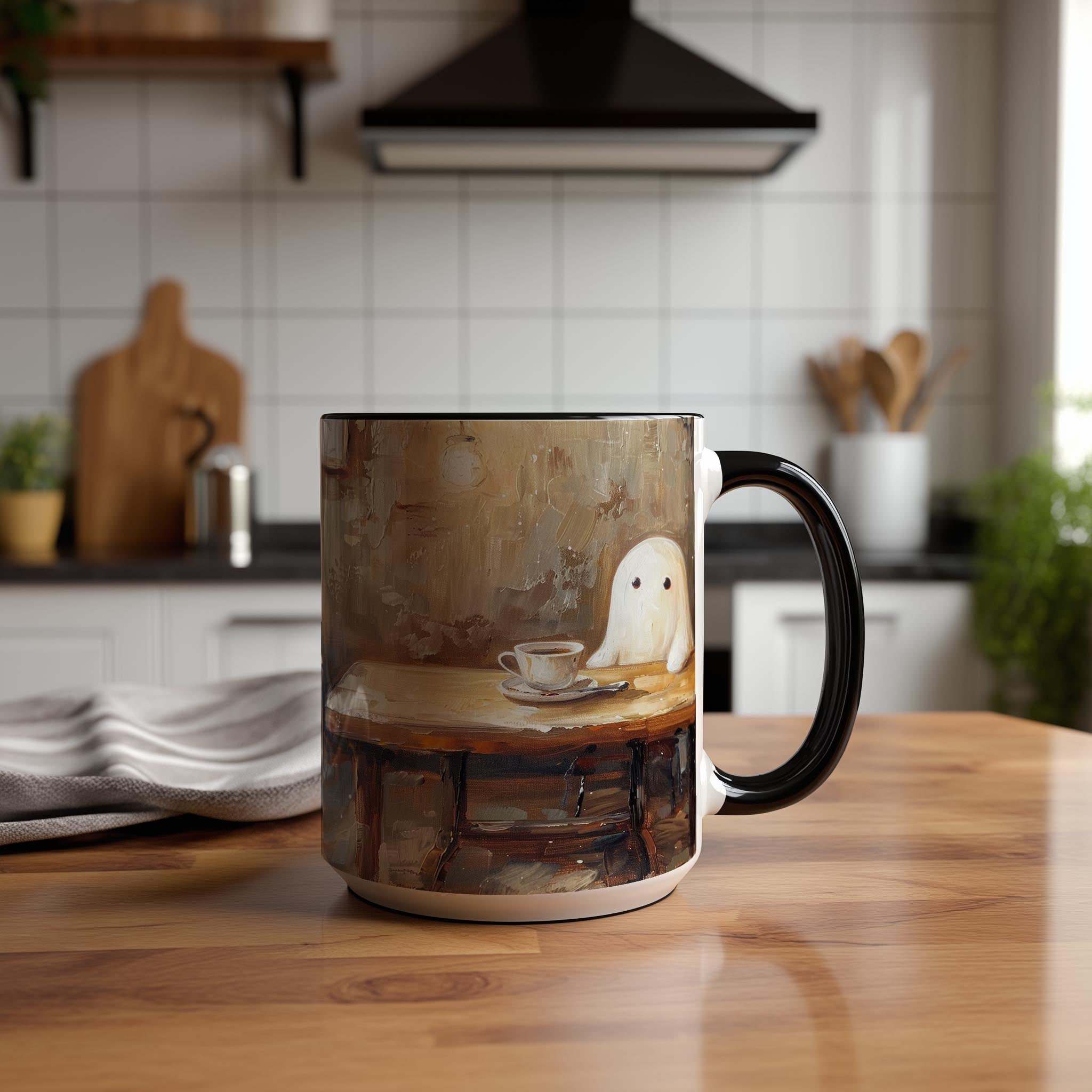 Oil Painted Ghosts drinking Coffee - Halloween Mug