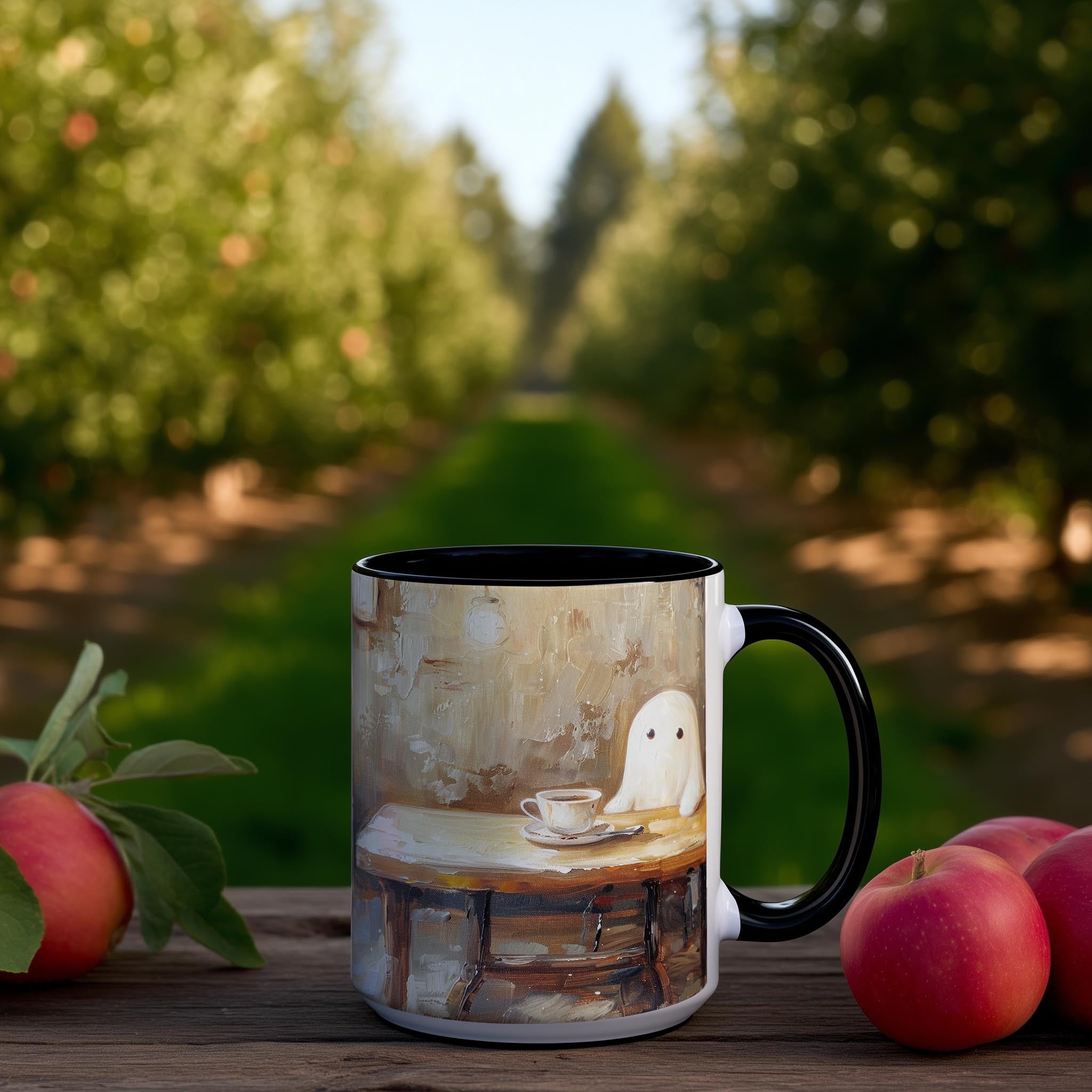 Oil Painted Ghosts drinking Coffee - Halloween Mug