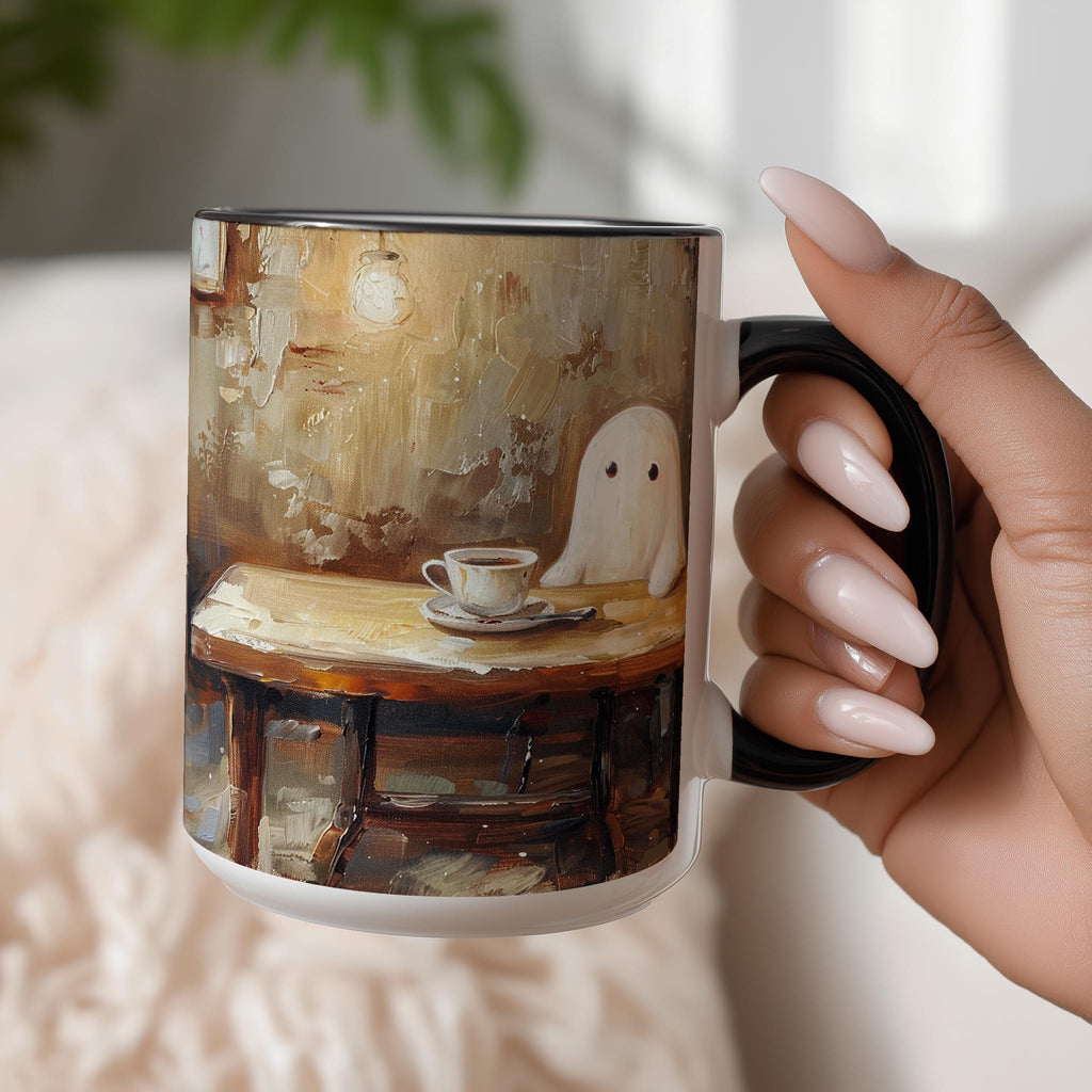 Oil Painted Ghosts drinking Coffee - Halloween Mug